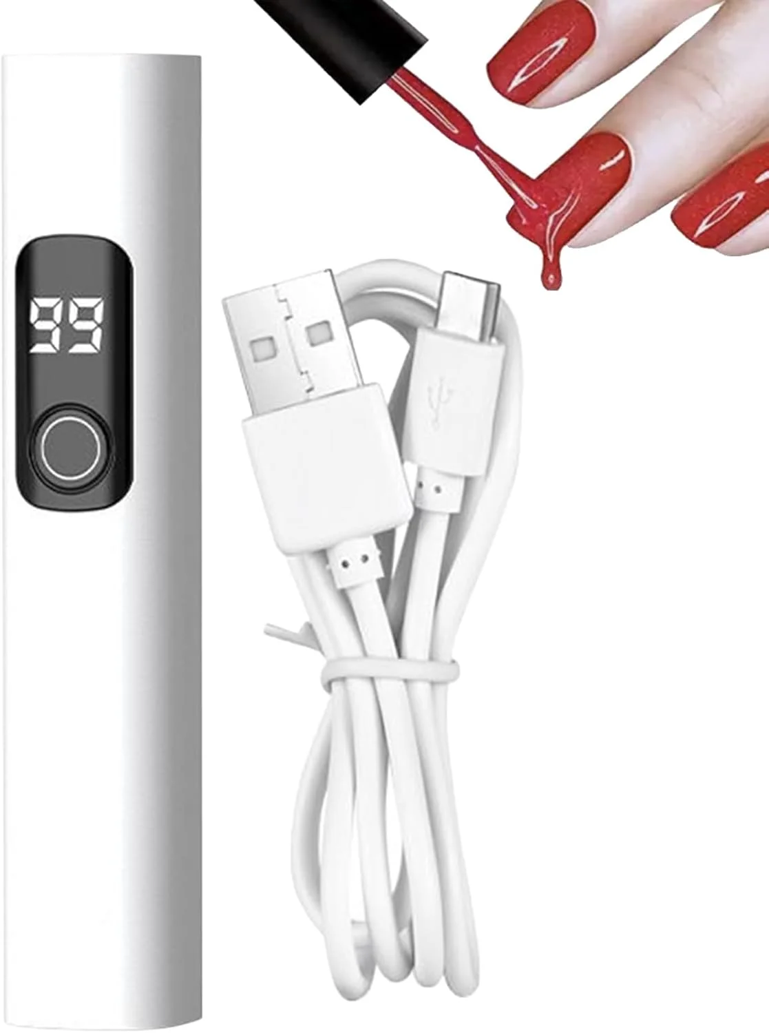 چراغ UV کوچک برای ناخن های ژلی، خشک کن ناخن انگشت با شارژ USB | چراغ LED ناخن کوچک با نمایشگر دیجیتال و 2 حالت زمان بندی برای سفر، کمپینگ، پدیکور، استودیو، منزل، سالن، هواپیما