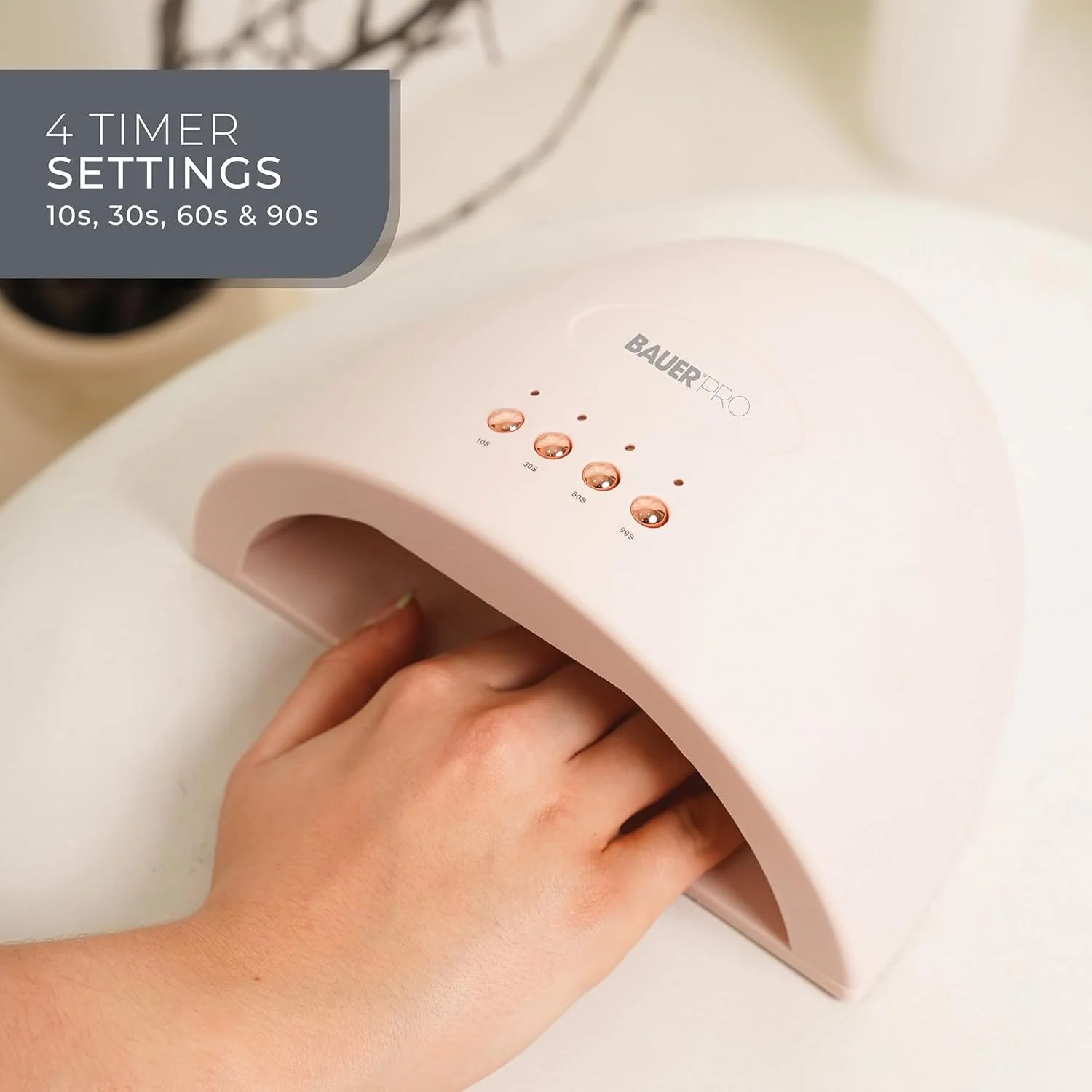 دستگاه خشک کن لاک ژل ناخن LED حرفه ای باور / چراغ ناخن قابل حمل 24 وات با 4 تنظیمات تایمر / لامپ خشک کننده با طول موج دوگانه با USB برای لاک ژل و طراحی ناخن 38699