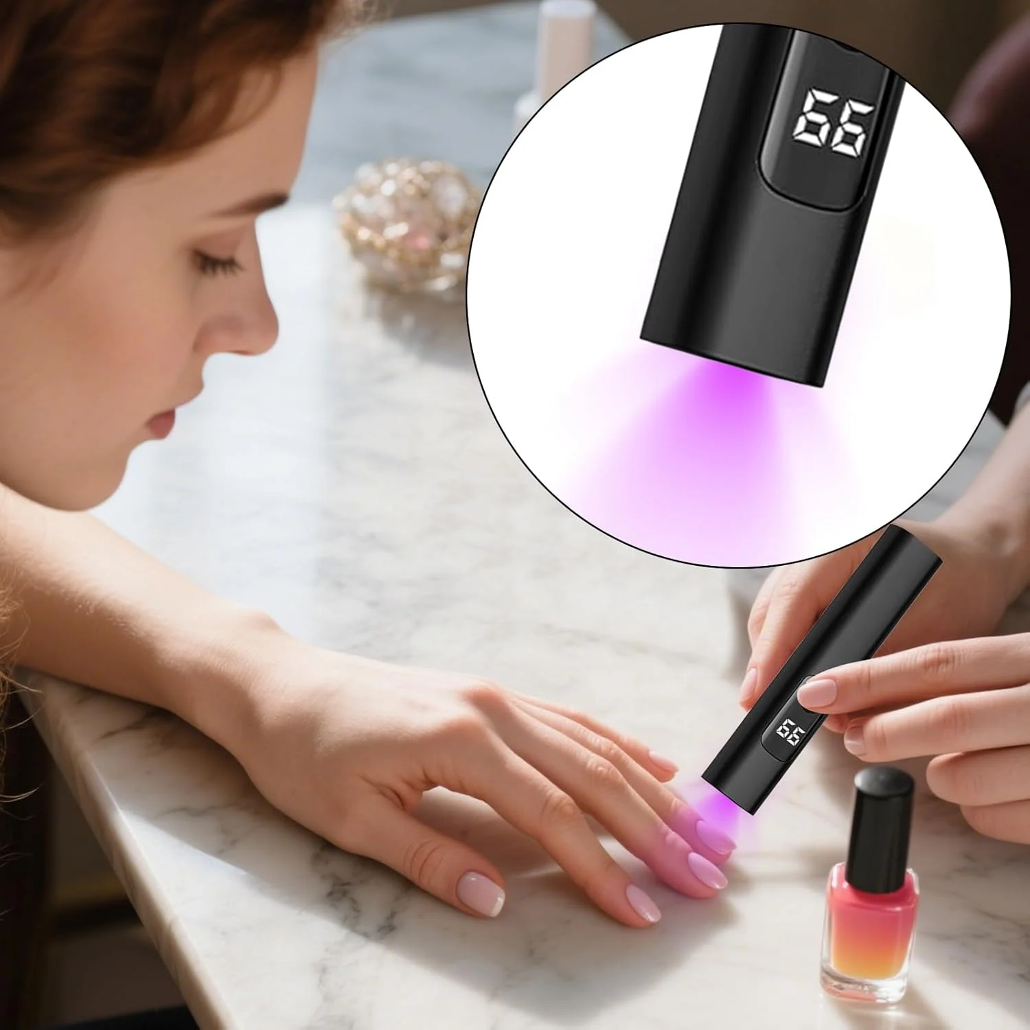 چراغ کوچک ناخن، ابزار خشک کننده ناخن با شارژ USB، چراغ LED UV قابل حمل با 2 حالت زمان بندی برای کمپینگ، هواپیما، سفر جاده ای، میز، سالن، استودیو، خانه، مانیکور دخترانه