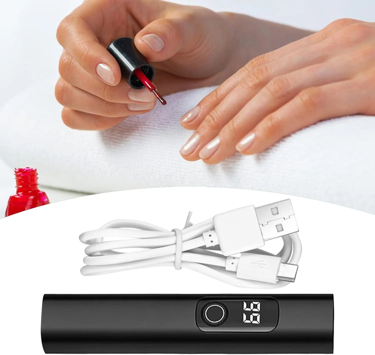 چراغ UV کوچک برای ناخن های ژلی | خشک کن لاک ناخن با شارژ USB - چراغ LED UV قابل حمل با 2 حالت زمان بندی برای کمپینگ، هواپیما، سفر جاده ای، میز، سالن، استودیو، خانه، مانیکور دخترانه