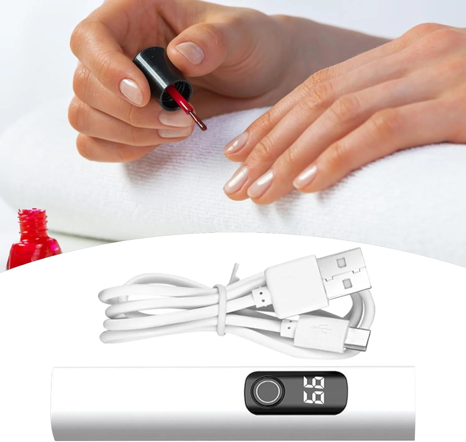 چراغ UV کوچک برای ناخن | خشک کن لاک ناخن با شارژ USB - چراغ LED ناخن با صفحه نمایش دیجیتال و 2 حالت زمان بندی برای مانیکور پدیکور استودیو سالن مسافرت کمپینگ هواپیما