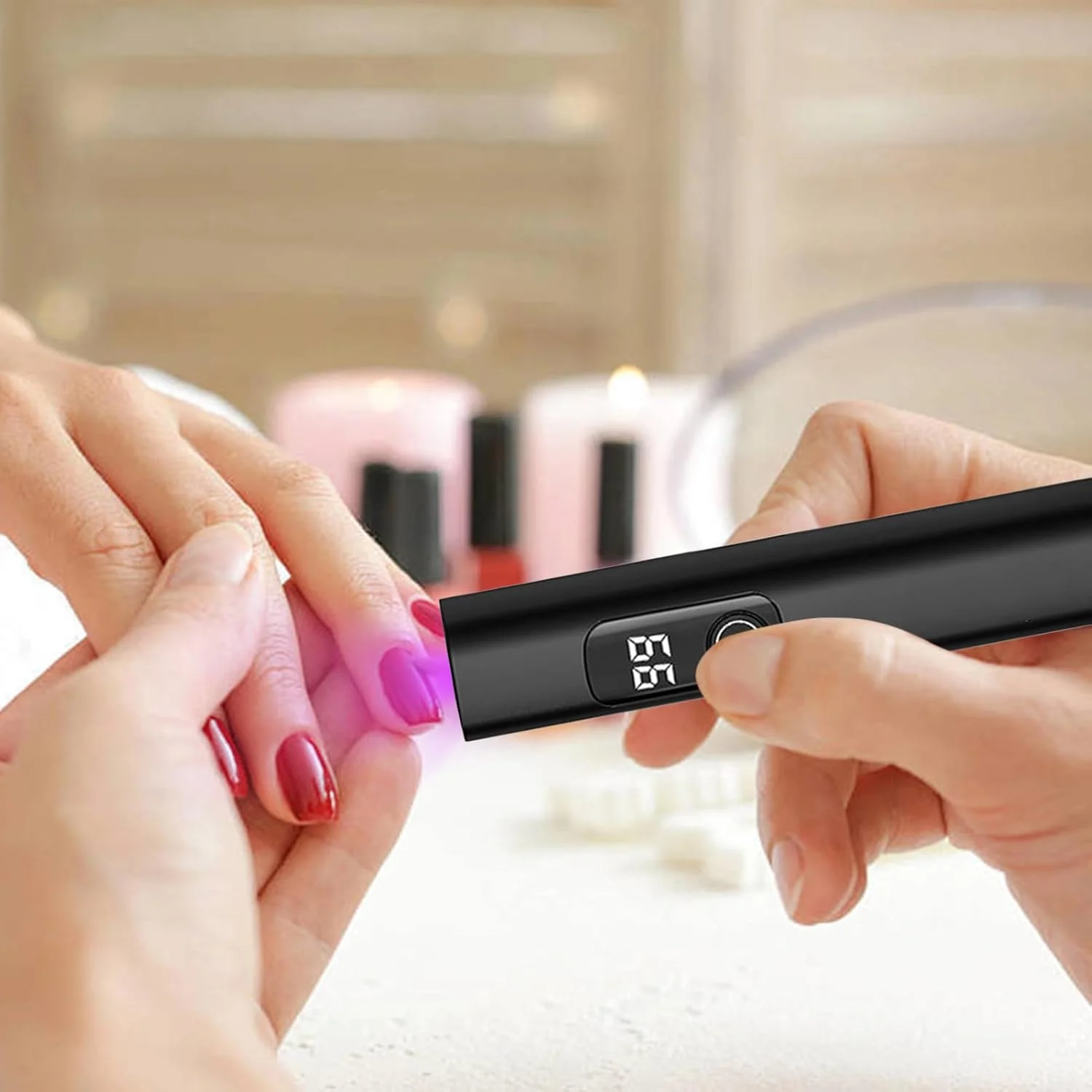 چراغ کوچک ناخن - خشک کن لاک انگشت با شارژ USB، چراغ LED کوچک با نمایشگر دیجیتال و 2 حالت زمان بندی برای سفر، کمپینگ، پدیکور، استودیو، منزل و هواپیما