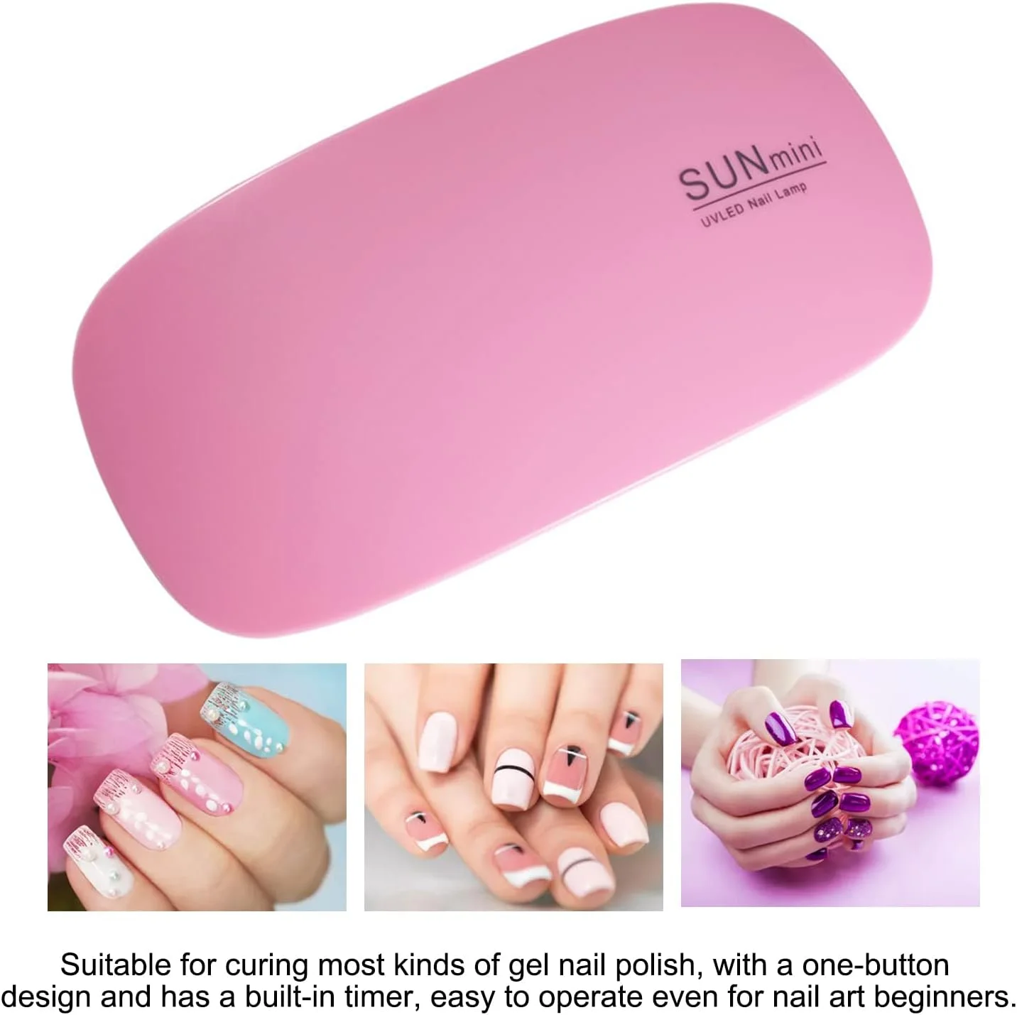 دستگاه خشک کن لاک ناخن UV LED 6W قابل حمل، سایز جیبی مناسب مسافرت با کابل USB، دارای 2 تنظیم زمان 45 و 60 ثانیه برای لاک ژل