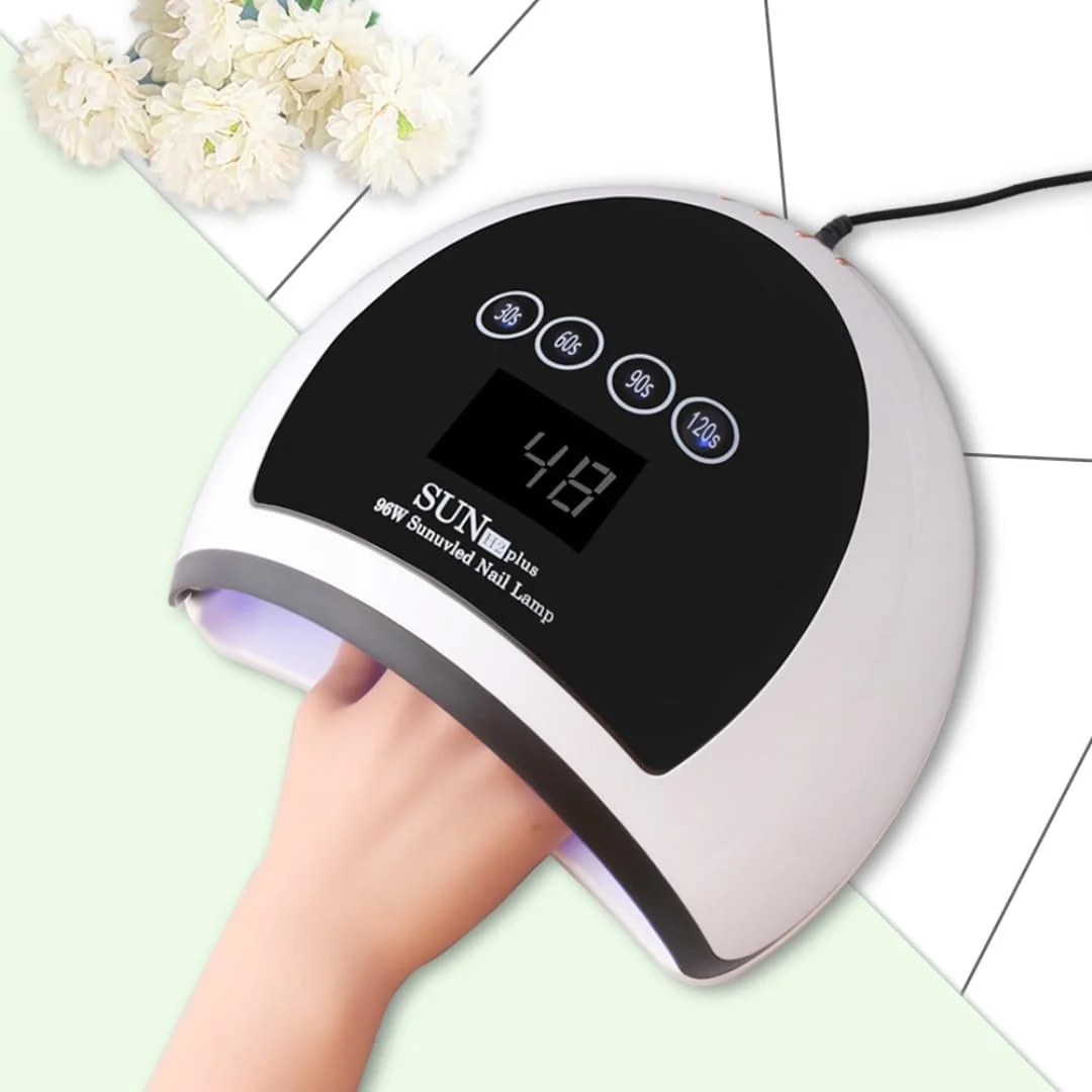 دستگاه خشک کن لاک ژل ناخن UV LED با توان 96 وات | دارای 4 تنظیمات تایمر | خشک کننده سریع ناخن برای مانیکور و پدیکور | سنسور اتوماتیک | مناسب برای منزل و سالن