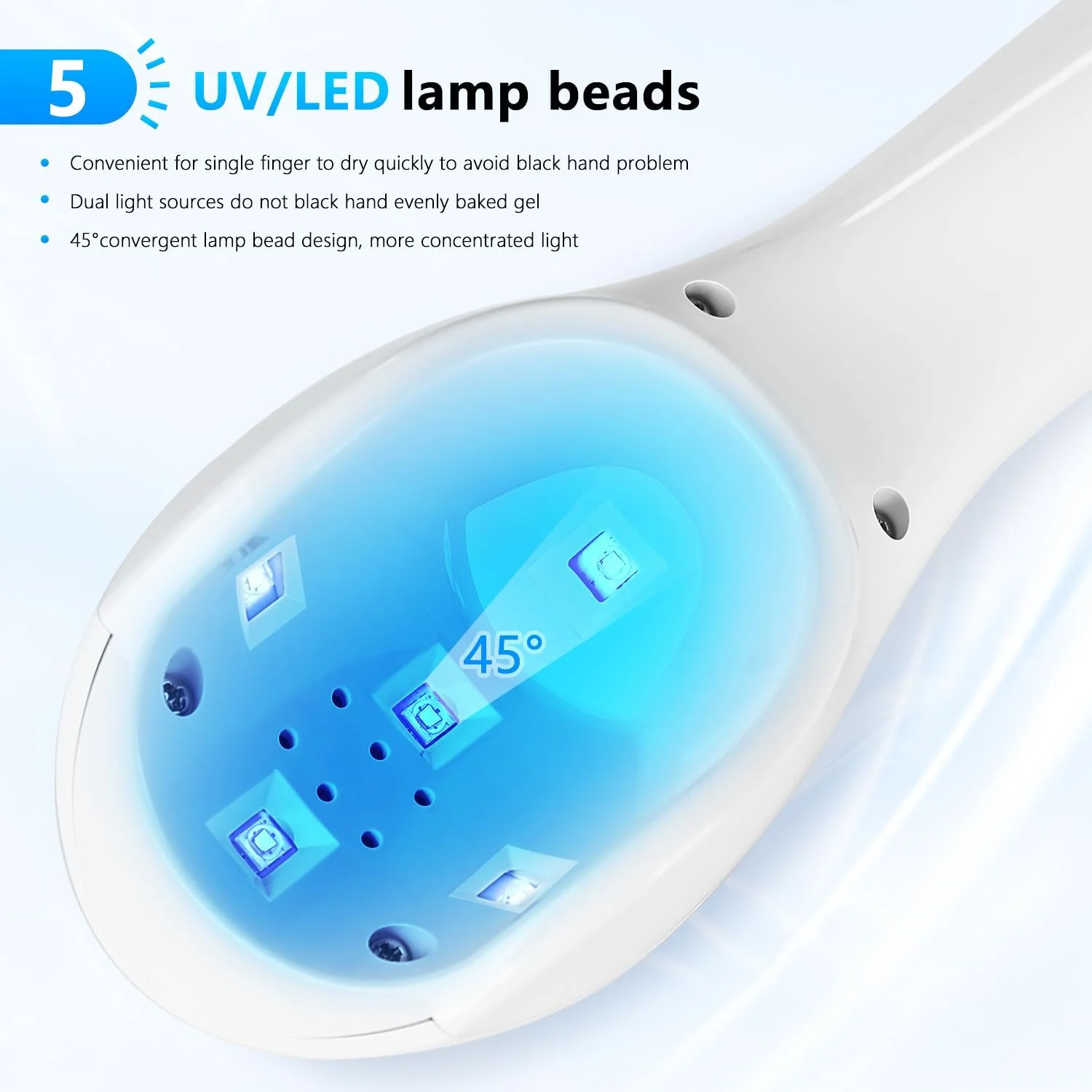 چراغ ناخن دستی قابل حمل کوچک JODSONE مدل شارژی با صفحه نمایش LED، خشک کننده سریع ناخن برای مسافرت و منزل