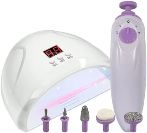 دستگاه خشک کن لاک ناخن UV حرفه ای 2 در 1 LED و ست برقی ناخن با 5 سری مختلف، ست مانیکور حرفه ای
