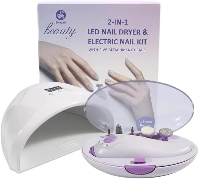 دستگاه خشک کن لاک ناخن UV حرفه ای 2 در 1 LED و ست برقی ناخن با 5 سری مختلف، ست مانیکور حرفه ای