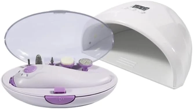 دستگاه خشک کن لاک ناخن UV حرفه ای 2 در 1 LED و ست برقی ناخن با 5 سری مختلف، ست مانیکور حرفه ای