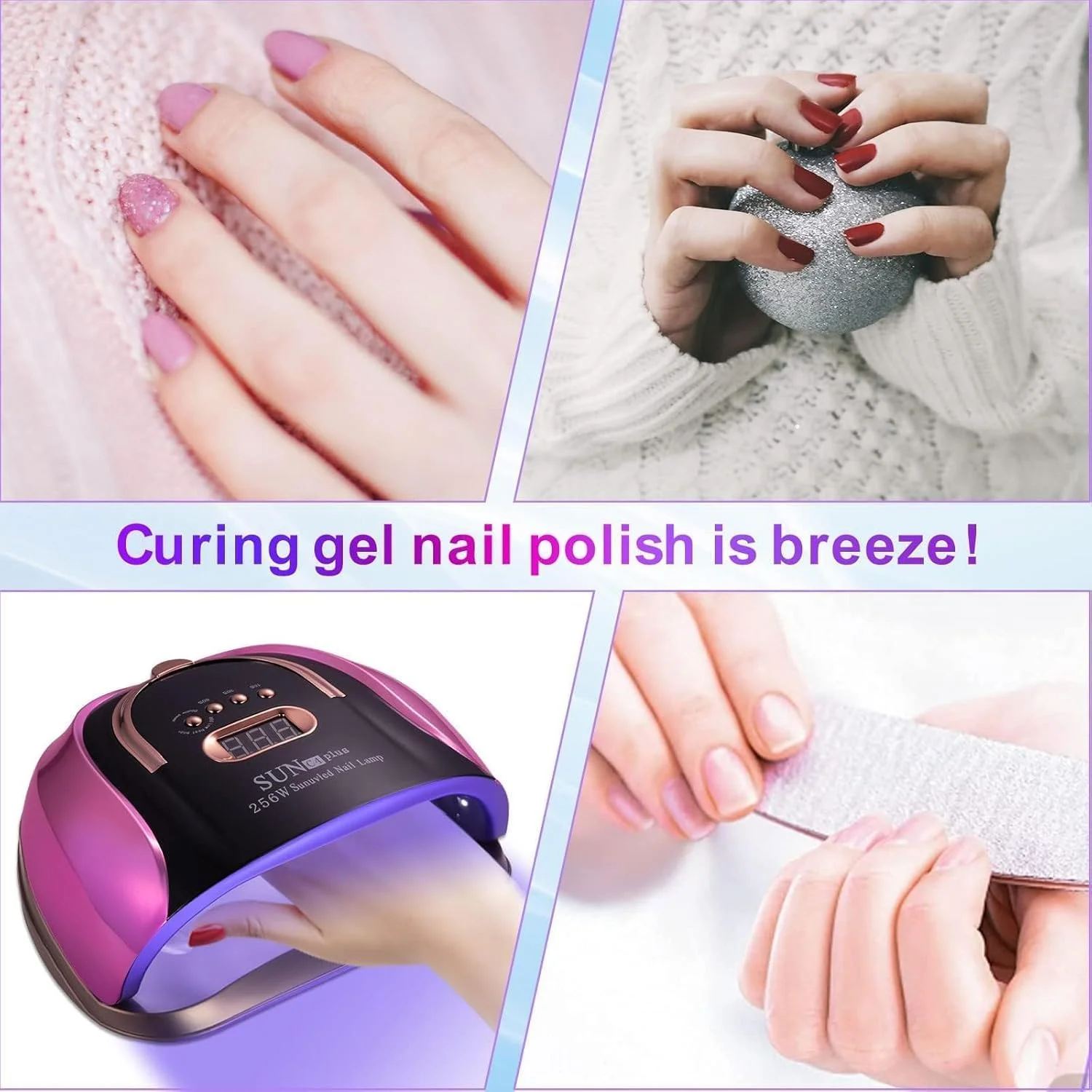 دستگاه خشک کن لاک ژل ناخن LED یو وی Joyzzz، 256 وات، خشک کننده سریع، دستگاه خشک کننده حرفه ای لاک ژل با صفحه نمایش LCD و 4 تنظیم تایمر برای استفاده خانگی و سالن