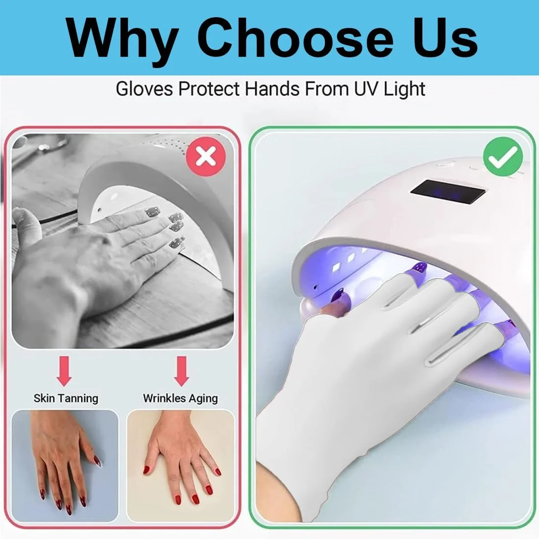 دستکش های ژل ناخن ضد اشعه ماوراء بنفش، دستکش های مانیکور UPF200+ ضد اشعه ماوراء بنفش، دستکش های بدون انگشت ضد اشعه ماوراء بنفش برای مانیکور، خشک کن، مراقبت از پوست ناخن، بدون انگشت، برای خانه، فضای باز (سفید)