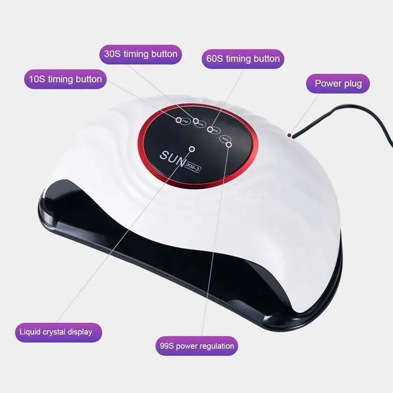 دستگاه خشک کن لاک ناخن UV LED حرفه ای 288 وات برای هر دو دست، قدرت بالا، خشک کننده لاک ژل، دستگاه سریع خشک کننده ناخن با 72 لامپ، 4 تایمر، ابزار مانیکور قابل حمل برای سالن و خانه