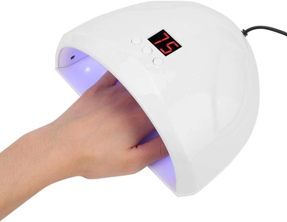دستگاه خشک کننده ژل ناخن، لامپ ال ای دی یو وی با تنظیم هوشمند، نور خشک کننده کم مصرف، مناسب سالن و استفاده خانگی، نور خورشید شبیه سازی شده، جنس ABS سفید