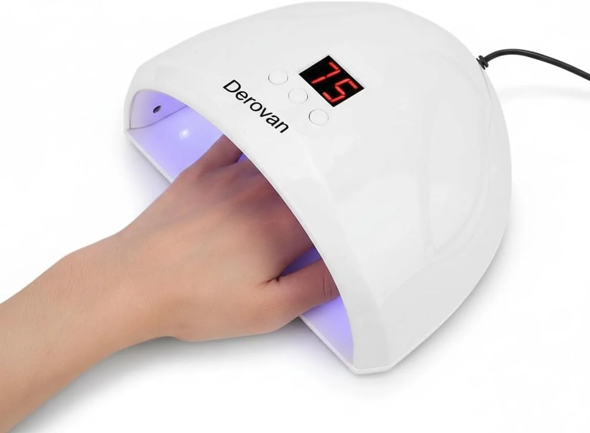 دستگاه خشک کن لاک ژل ناخن - لامپ خشک کننده نور خورشید شبیه سازی شده با حالت هوشمند - خشک کن لاک ژل با کیفیت سالن برای خانه، دست و پا (سفید)