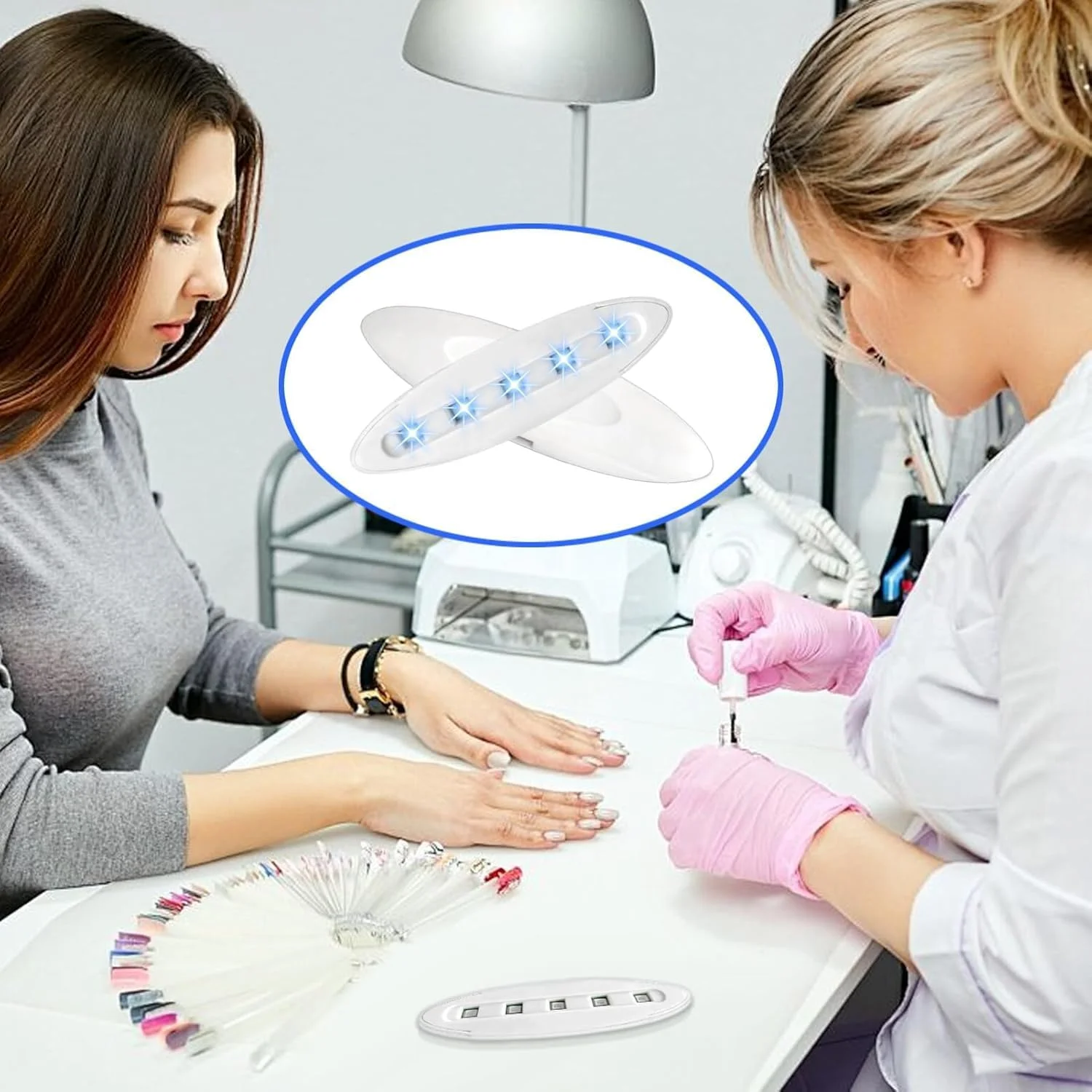 ست 5 عددی لامپ ناخن UV، خشک کن سریع LED، پورت Type-C، لوازم جانبی مانیکور، ابزار طراحی ناخن برای ناخن های ژلی، مناسب برای استفاده در منزل و سالن