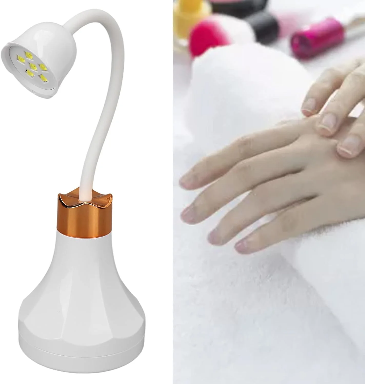 چراغ LED ناخن زاویه قابل تنظیم Jectse، چراغ خشک کننده لاک ناخن قابل حمل برای سالن خانگی، جنس ABS