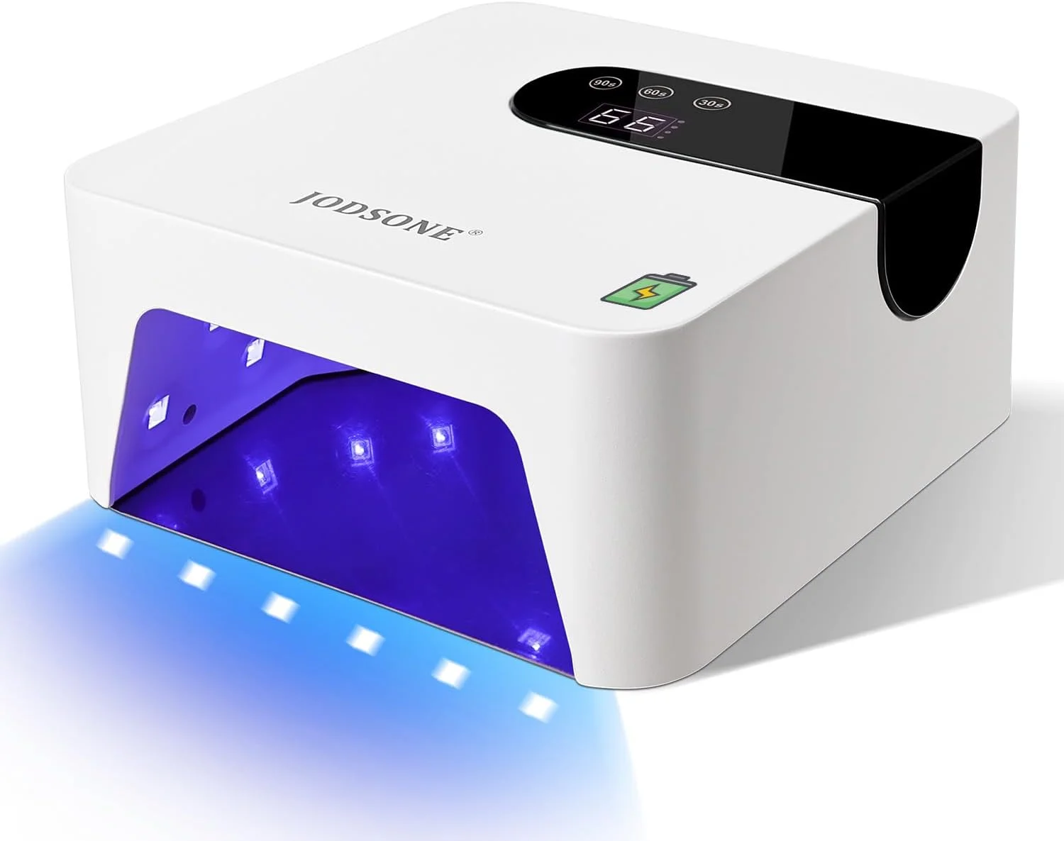دستگاه خشک کن لاک ژل ناخن JODSONE U V Mini قابل شارژ، قابل حمل با 3 تایمر و صفحه نمایش LCD - سفید