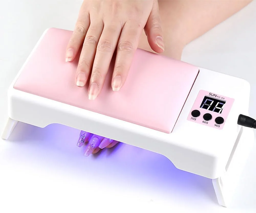 چراغ خشک کن ناخن بالشتی دستی 24LED USB تاشو برای لاک ژل (صورتی)