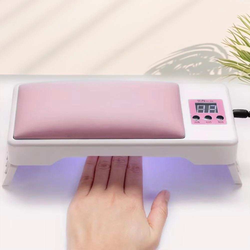 چراغ خشک کن ناخن بالشتی دستی 24LED USB تاشو برای لاک ژل (صورتی)