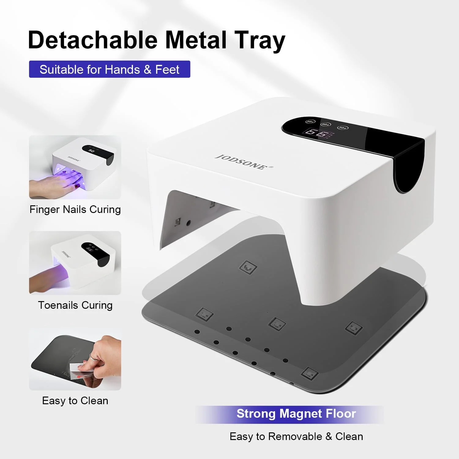دستگاه خشک کن لاک ژل ناخن JODSONE U V Mini قابل شارژ، قابل حمل با 3 تایمر و صفحه نمایش LCD - سفید