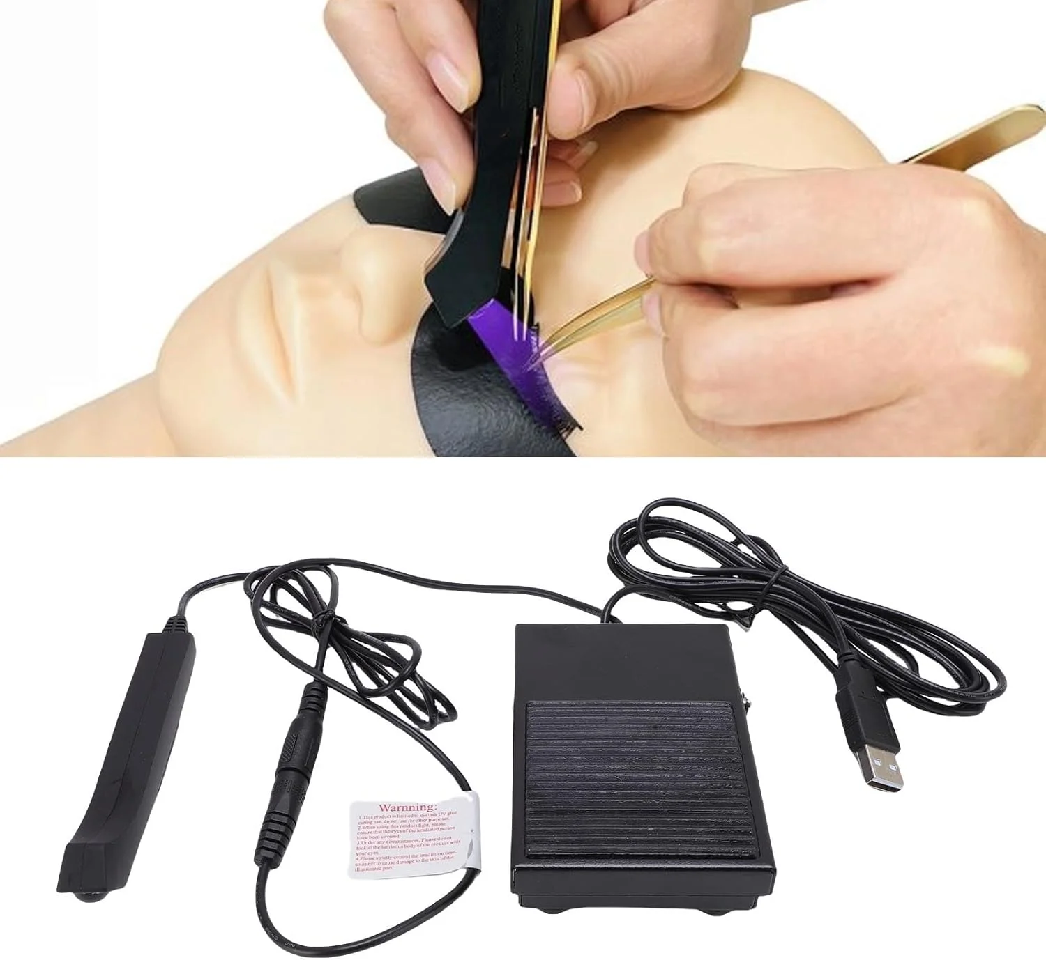 چراغ مژه GOWENIC، چراغ LED 5 واتی برای چسب اکستنشن مژه با کنترل پدال پایی، خشک شدن چسب در 1-2 ثانیه، اندازه نقطه قابل تنظیم، برای تکنسین های حرفه ای مژه و ناخن