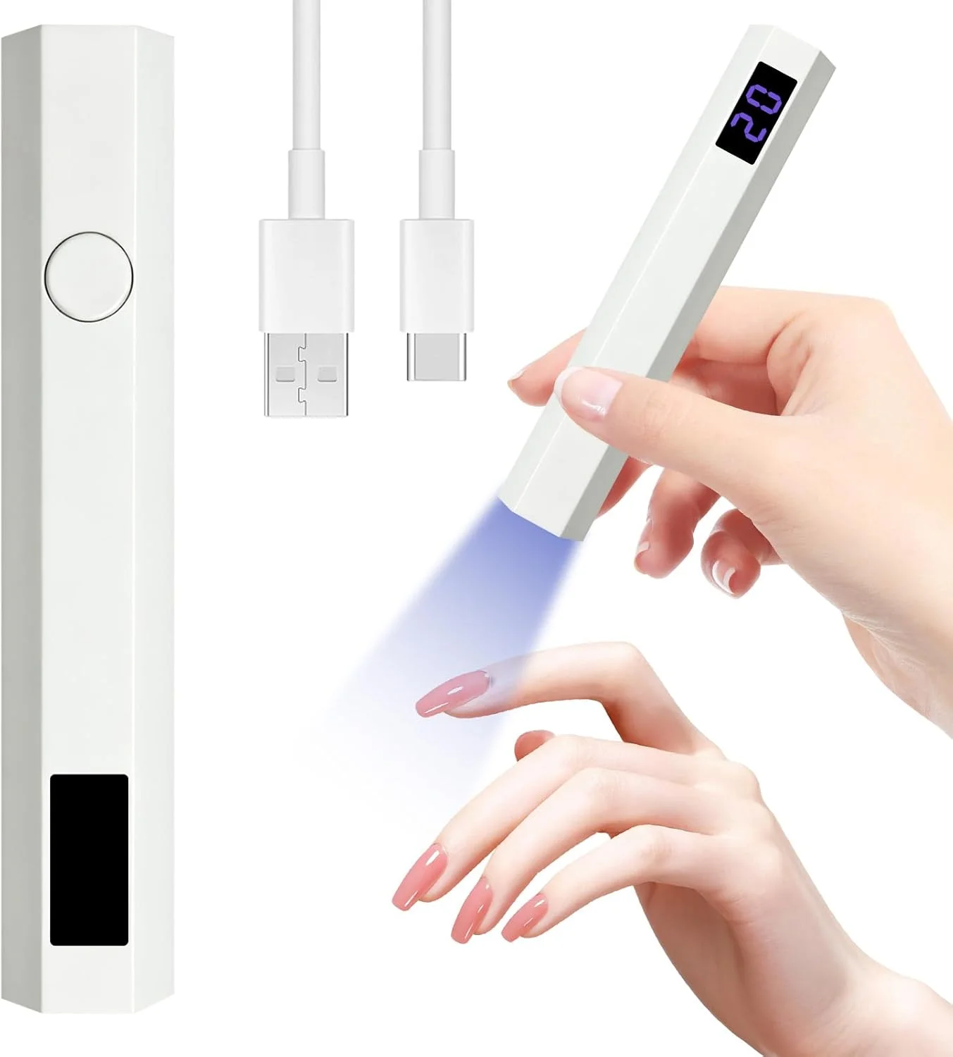 دستگاه یو وی LED کوچک قابل شارژ برای ناخن، خشک کن حرفه ای لاک ژل ناخن 24 وات، دارای 2 حالت تایمر، مناسب برای استفاده خانگی