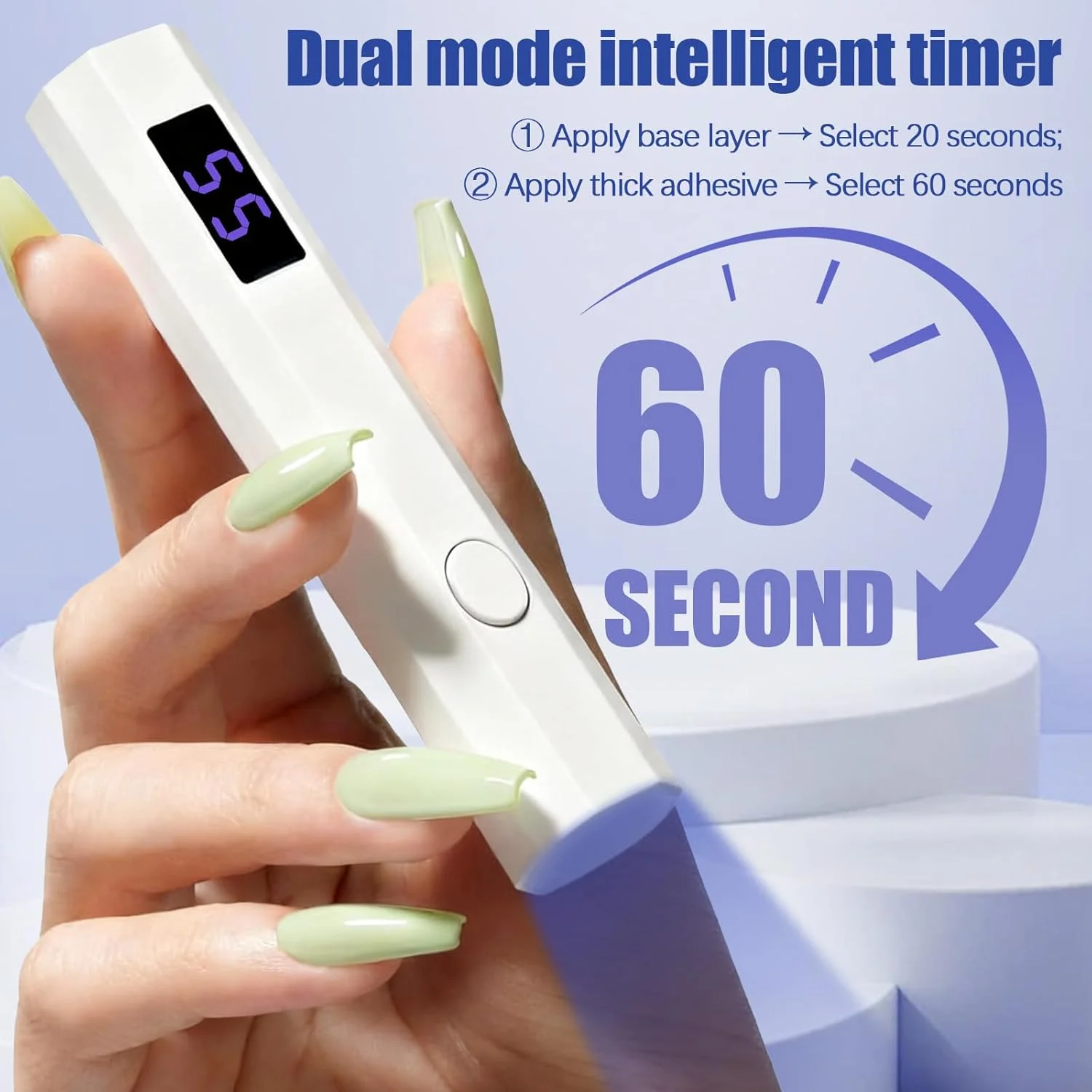 دستگاه یو وی LED کوچک قابل شارژ برای ناخن، خشک کن حرفه ای لاک ژل ناخن 24 وات، دارای 2 حالت تایمر، مناسب برای استفاده خانگی