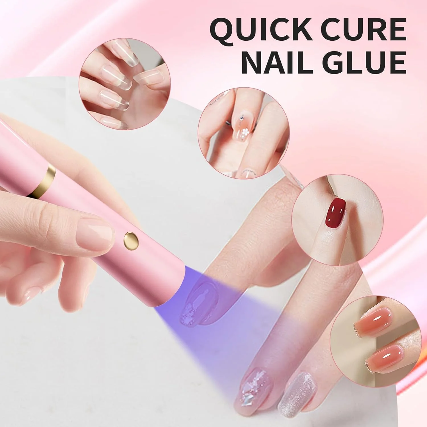 چراغ قوه کوچک UV دستی برای ناخن های ژلی، چراغ ناخن LED بی سیم قابل حمل، خشک کن ناخن برای خشک کردن لاک ژل، چراغ قوه USB طراحی ناخن، برای مانیکور خانگی و طراحی ناخن (صورتی)