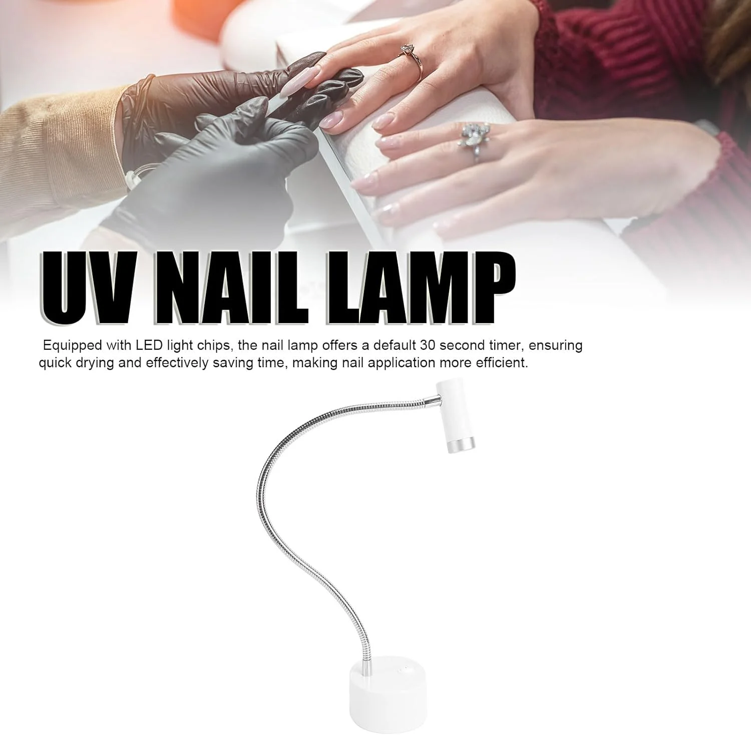 چراغ ناخن UV شارژی بی سیم با طراحی گردن غازی قابل تنظیم برای استفاده آسان، چراغ خشک کننده ژل UV برای استفاده حرفه ای در سالن