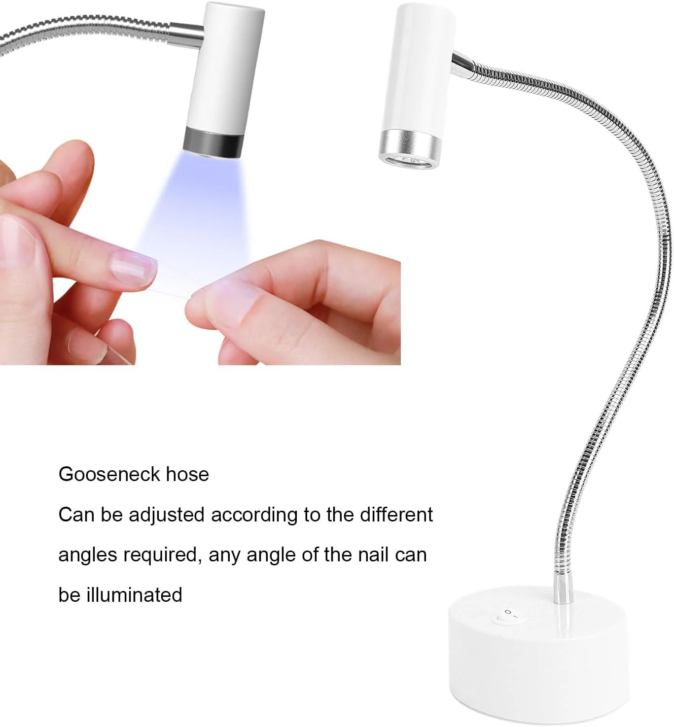 چراغ ناخن UV شارژی بی سیم با طراحی گردن غازی قابل تنظیم برای استفاده آسان، چراغ خشک کننده ژل UV برای استفاده حرفه ای در سالن