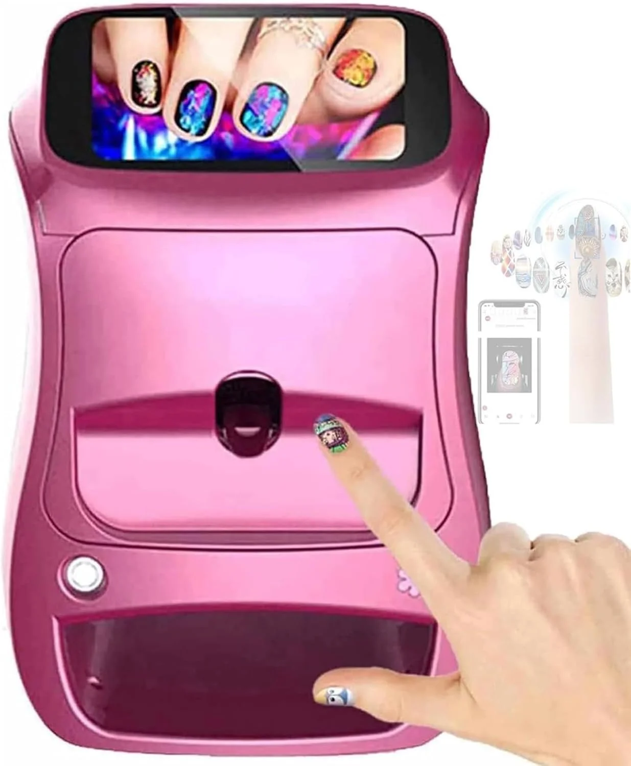 دستگاه چاپ ناخن هوشمند سه بعدی اتوماتیک | چاپگر دیجیتال موبایل طراحی ناخن با صفحه نمایش لمسی | برای استفاده خانگی و استودیوهای ناخن، بنفش