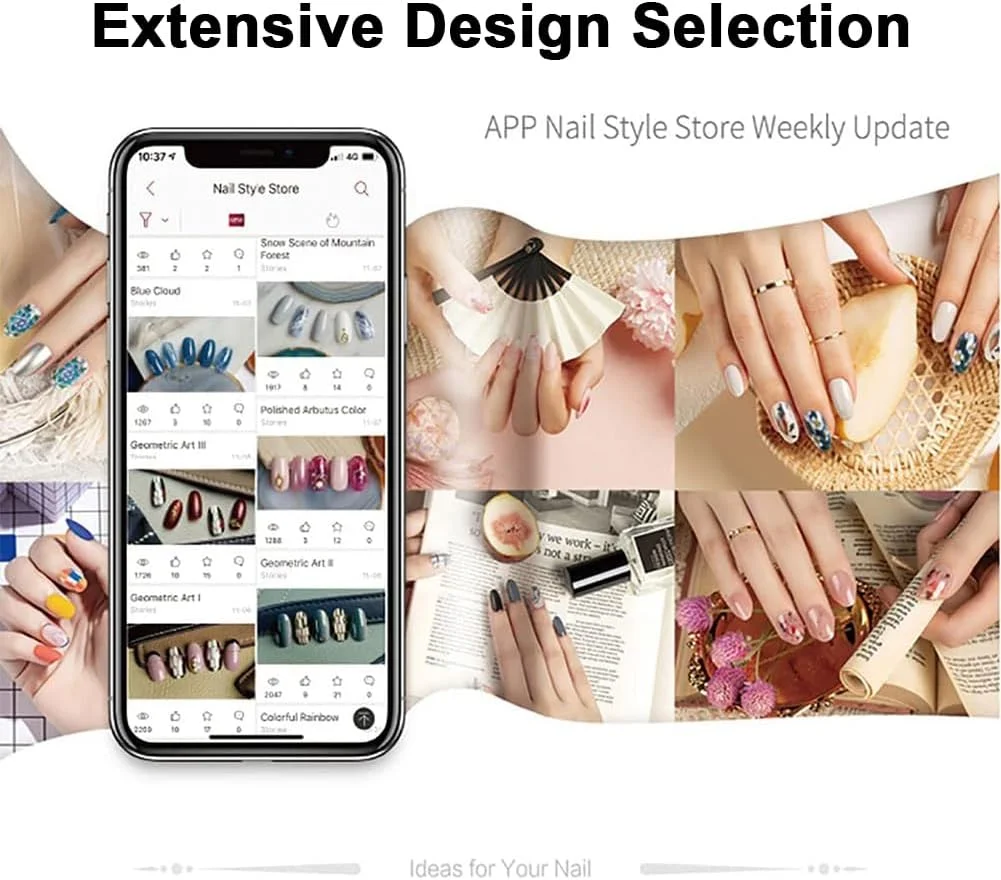 دستگاه چاپ ناخن دیجیتال قابل حمل، دستگاه هوشمند خودکار طراحی ناخن با کنترل برنامه هوشمند، چند منظوره برای استفاده خانگی، مشکی