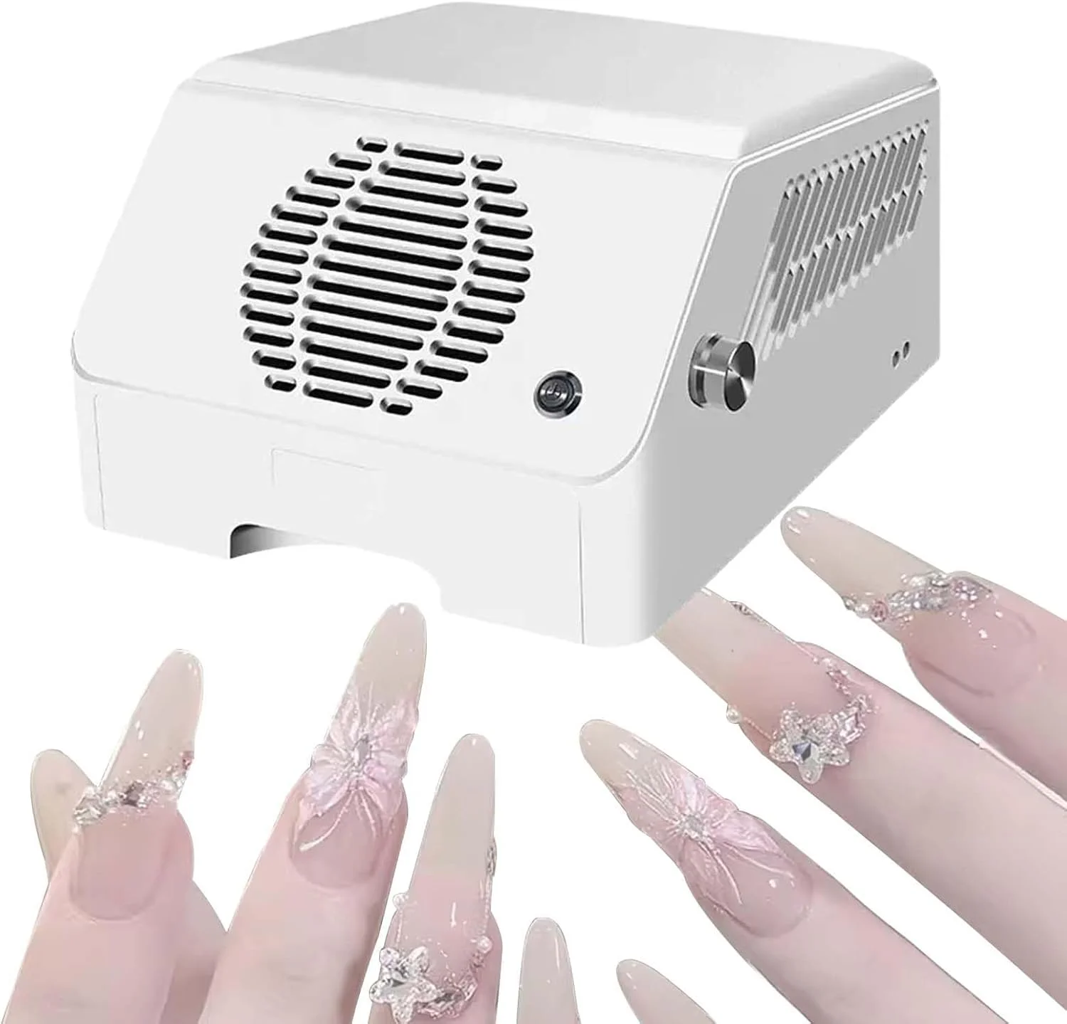 دستگاه جمع کننده گرد و غبار ناخن، 120 وات، تمیز کننده برقی حرفه ای ناخن با قابلیت تنظیم، با فن و فیلتر قدرتمند، جذب 360 درجه گرد و غبار، طراحی ارگونومیک بالش دستی