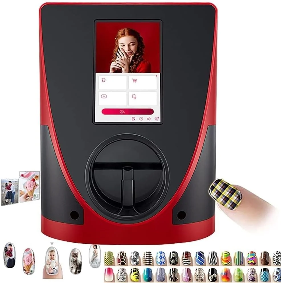 دستگاه چاپ ناخن هوشمند موبایل، پرینتر اتوماتیک ناخن با صفحه لمسی، رزولوشن چاپ بالا و قابل حمل برای سالن ناخن