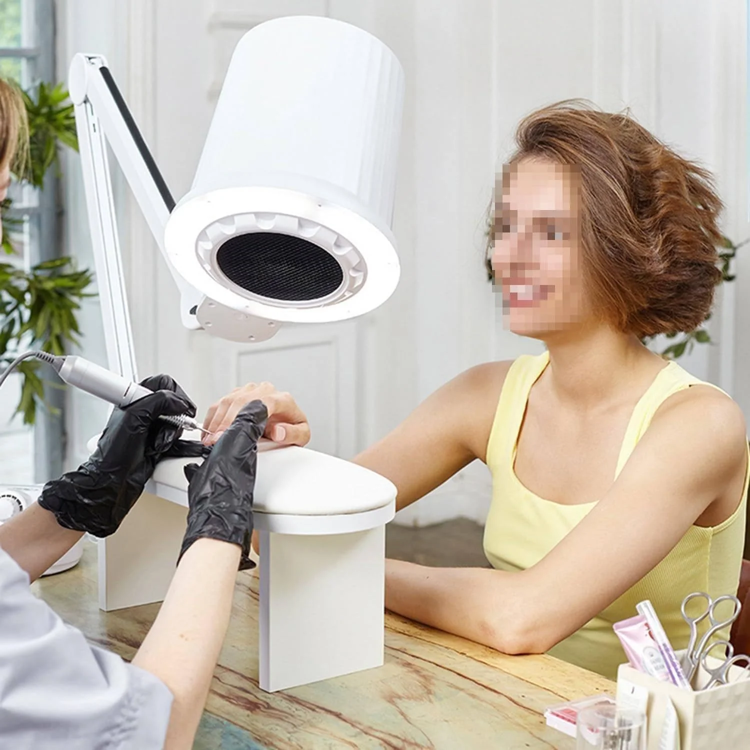 دستگاه جمع کننده گرد و غبار ناخن، جاروبرقی ناخن، حالت نور LED سه رنگ، قابل تنظیم چند زاویه 90 درجه، برای سالن یا مانیکور خانگی