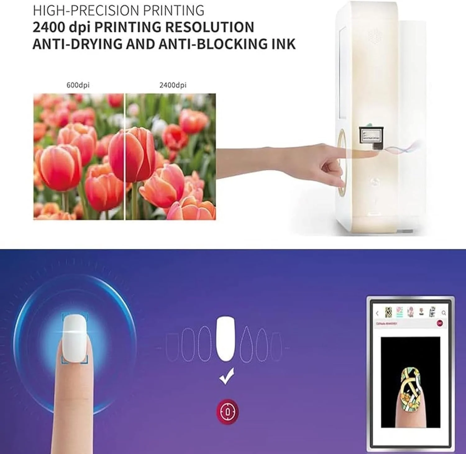 دستگاه چاپ ناخن رومیزی، دستگاه چاپ طرح ناخن، طرح های هنری ناخن منحصر به فرد را در خانه، مسافرت و مهمانی ها ایجاد کنید