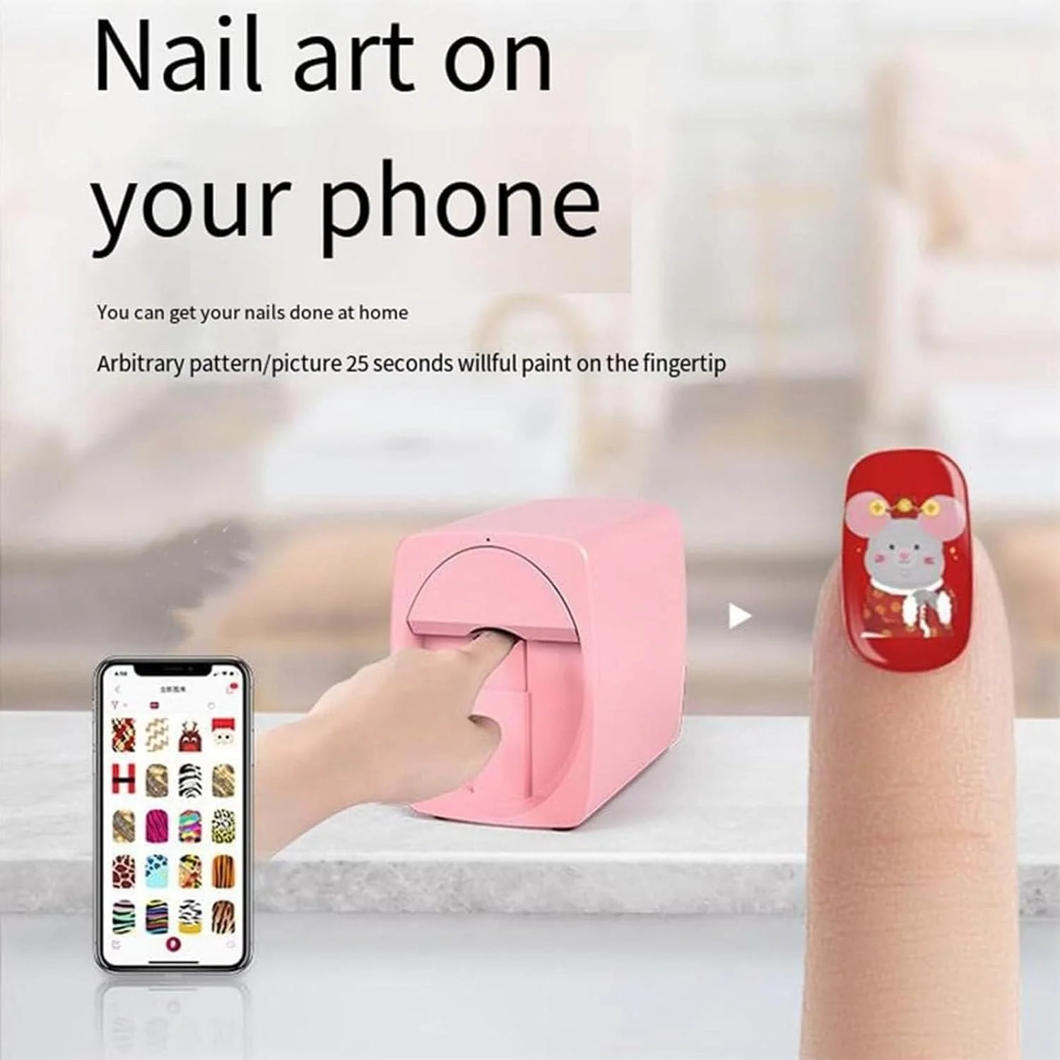 دستگاه طراحی ناخن قابل حمل، دستگاه چاپگر ناخن رومیزی، طرح های سفارشی DIY، برای زیبایی و مراقبت شخصی، تمیز کردن آسان