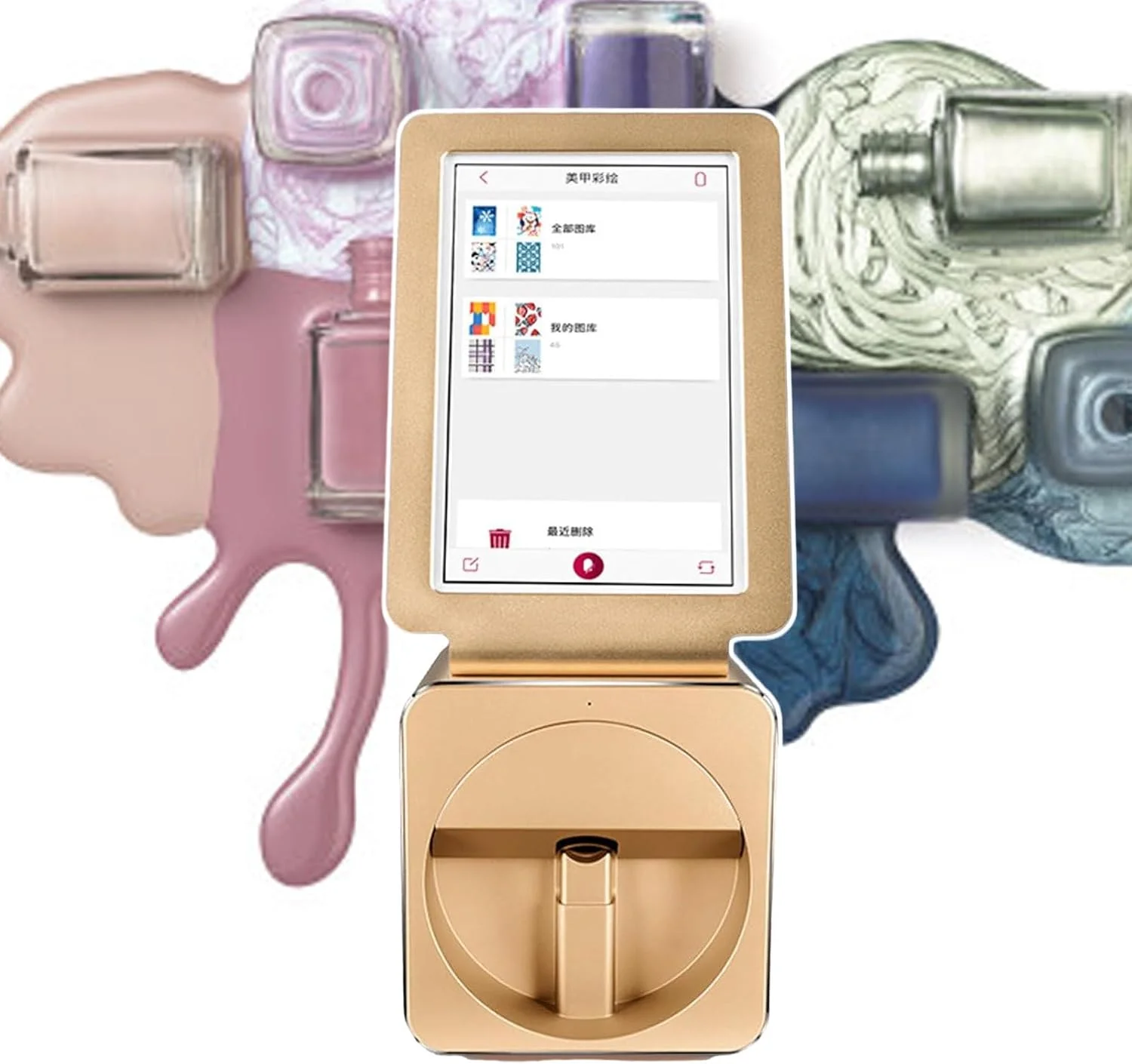 دستگاه چاپ طرح ناخن، وضوح چاپ بالا، صفحه نمایش لمسی LED، سرعت طراحی 35 ثانیه، برای علاقه مندان به ناخن، طلایی