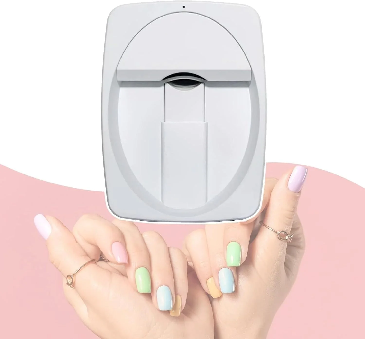 دستگاه چاپ ناخن سبک، تشخیص شکل ناخن، برای مانیکوریست ها و دوستداران ناخن، رزگلد، سفید