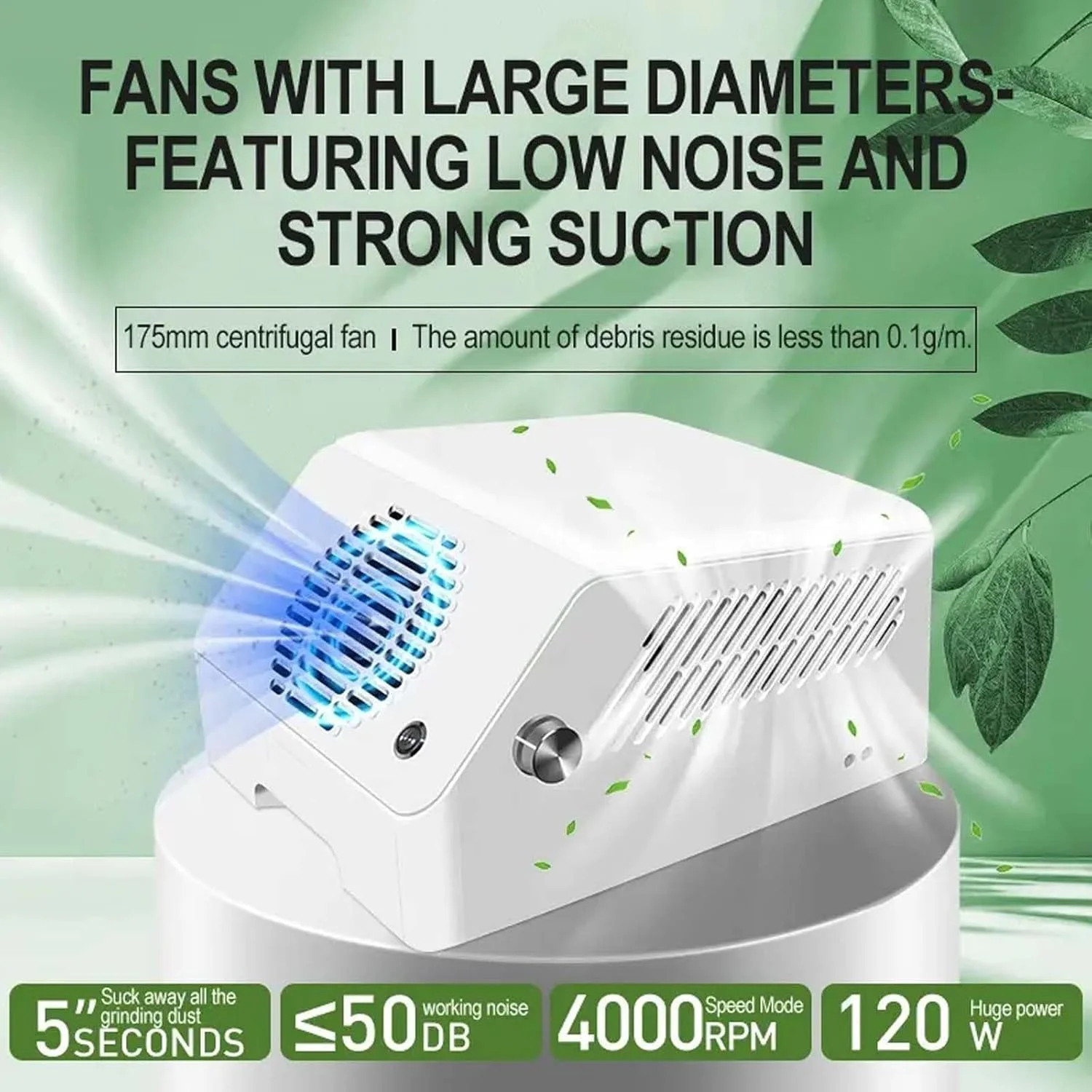 دستگاه مکنده گرد و غبار ناخن - جذب 360 درجه گرد و غبار، دستگاه جمع آوری گرد و غبار با صدای کم و بالشتک دست، سرعت باد قابل تنظیم، دکمه تنظیم 6 سرعته، با فیلتر قابل تعویض