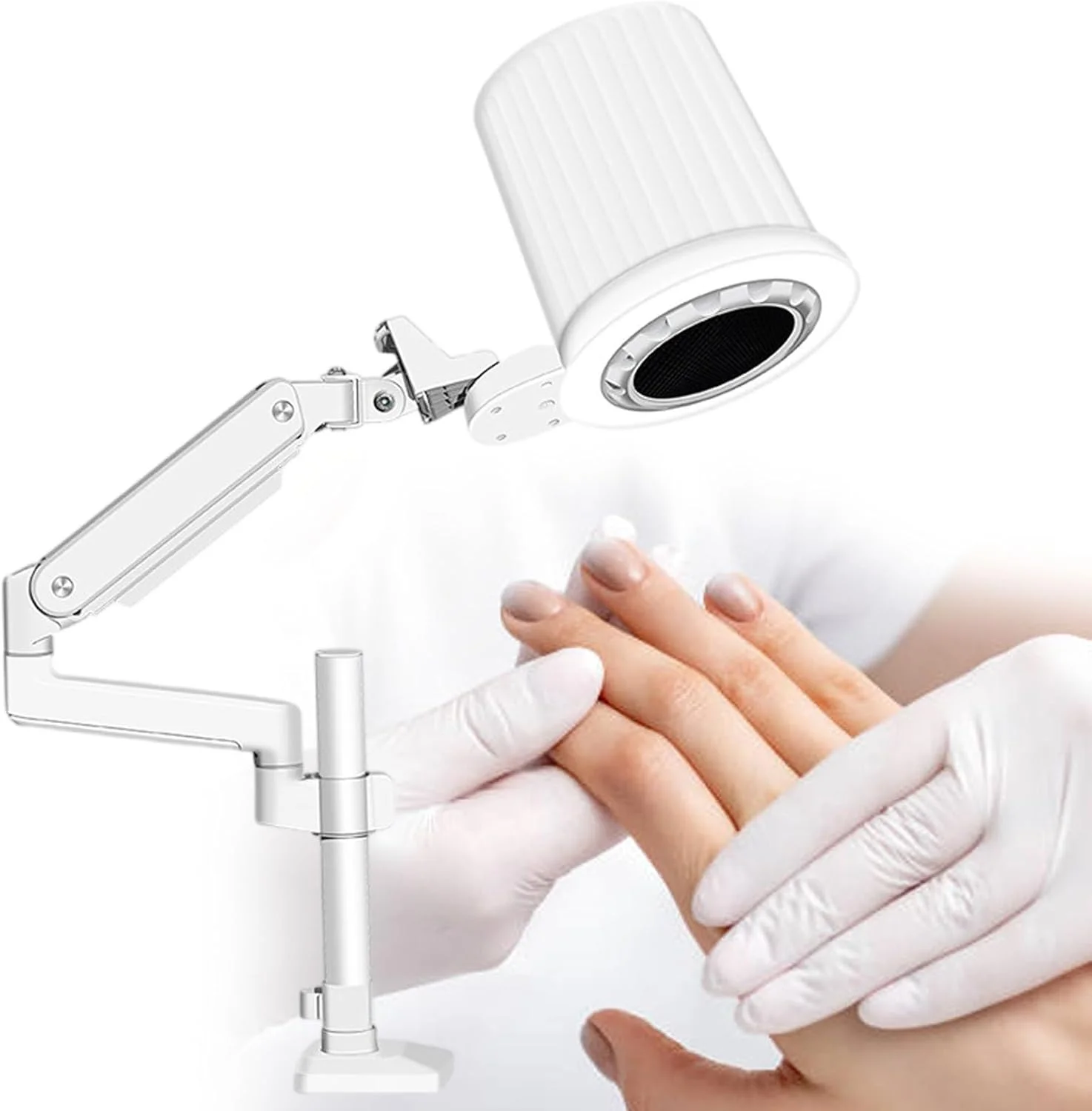 دستگاه جمع کننده گرد و غبار ناخن کم صدا با لامپ LED حرفه ای، دستگاه مکش گرد و غبار ناخن با قدرت مکش بالا، مناسب برای مانیکور ناخن، سالن و منزل، 1 عدد