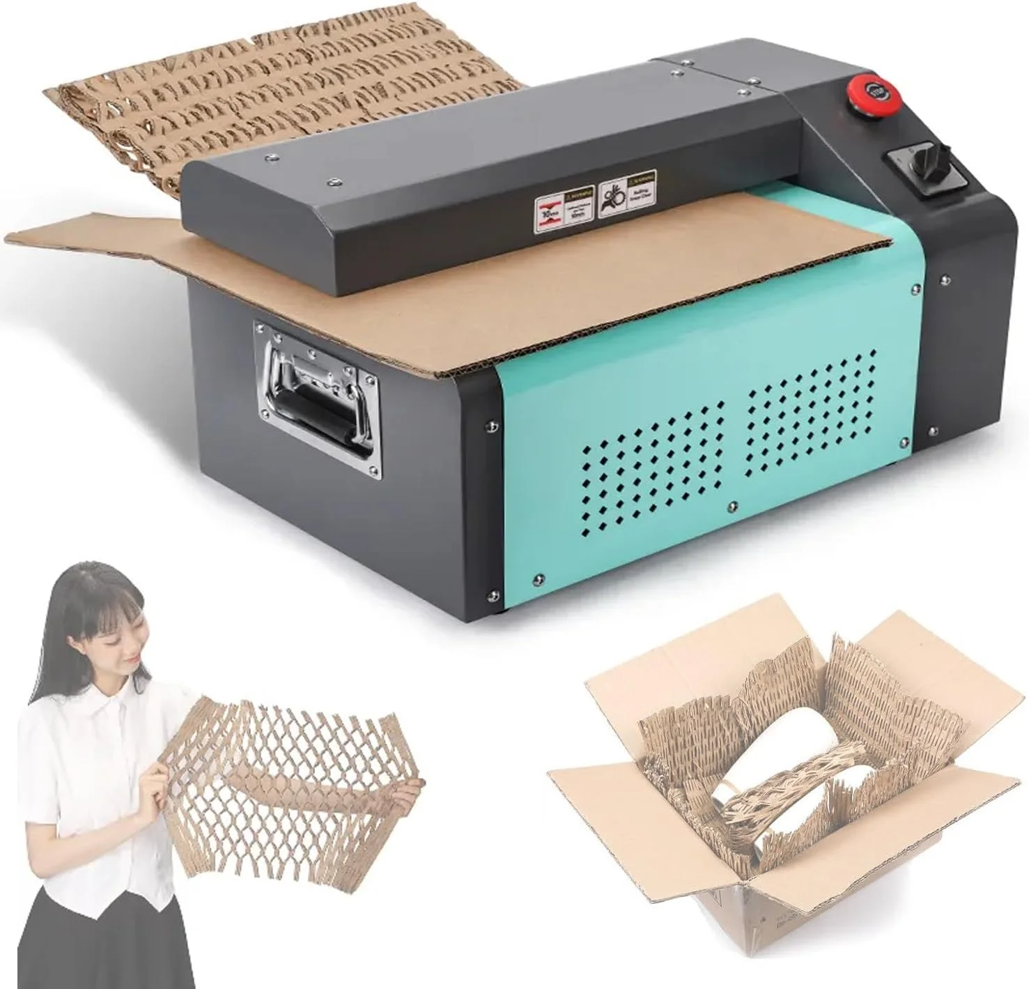 دستگاه خردکن مقوا، دستگاه برش و باز کننده کارتن، دستگاه خردکن توری مقوایی، حداکثر ضخامت برش 10 میلی متر، عرض برش 350 میلی متر، برای مواد بالشتک DIY