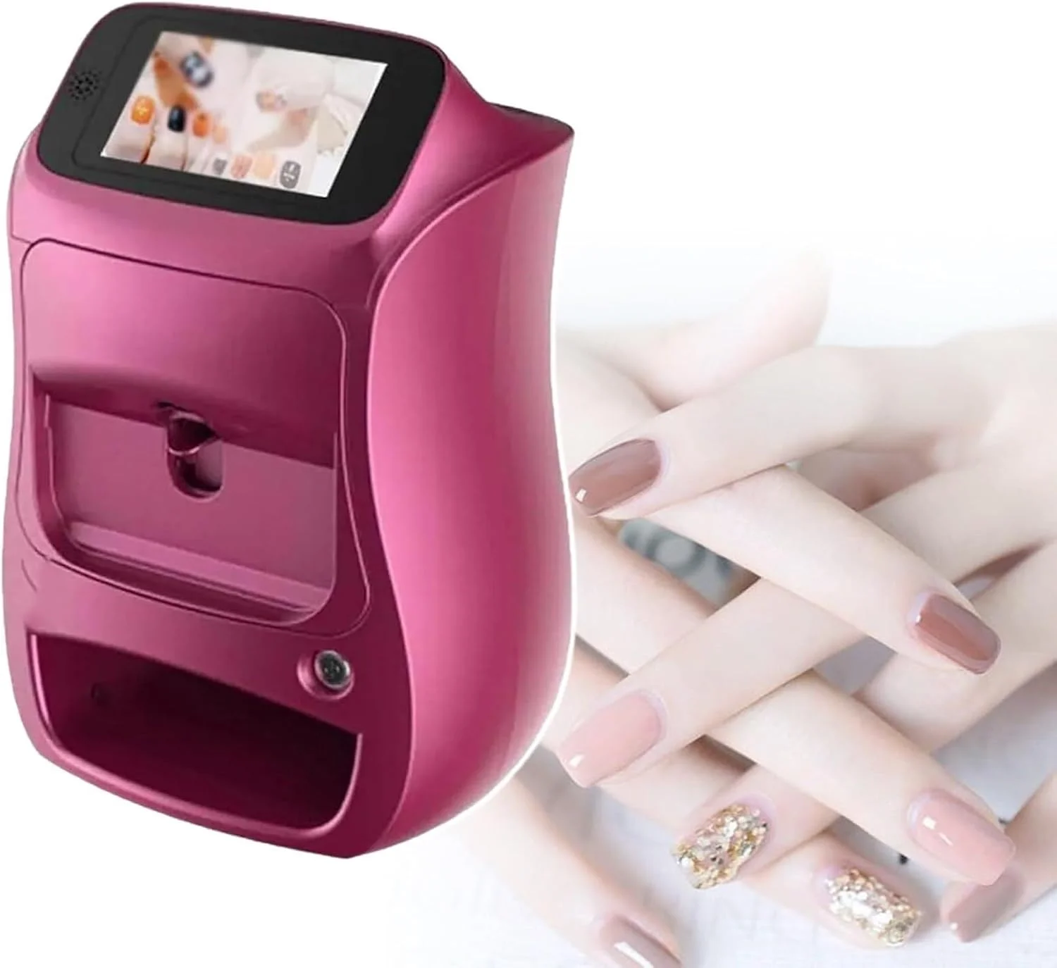 دستگاه چاپ طرح ناخن با صفحه نمایش، دستگاه طراحی ناخن با قابلیت تنظیم چاپ تصویر/متن/شکل برای ناخن کاران و علاقه مندان به ناخن