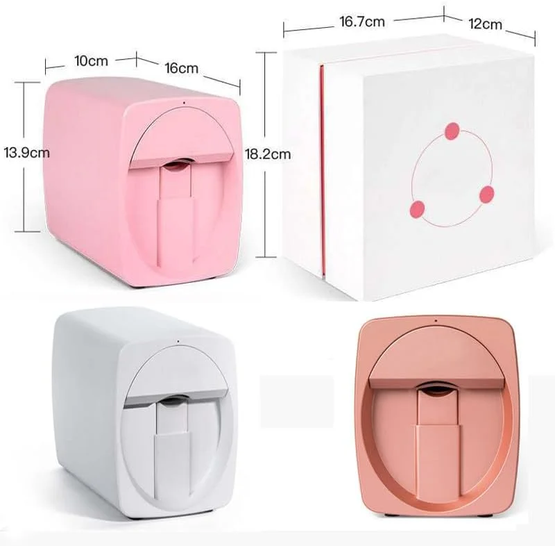 دستگاه چاپ ناخن هوشمند مدل H1، دستگاه چاپ طرح ناخن موبایل، دستگاه چاپ ناخن هوشمند سه بعدی، تشخیص خودکار شکل ناخن، با بدنه فلزی برای استفاده در منزل و سالن ناخن، سفید