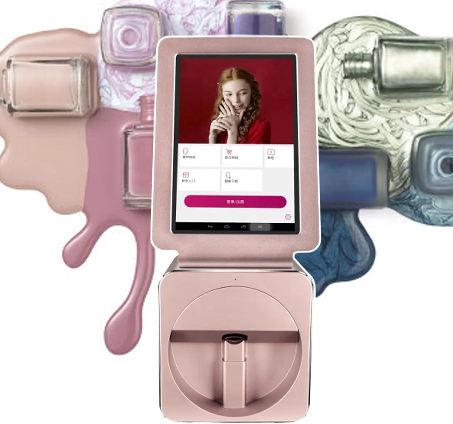 دستگاه چاپ طرح ناخن با وضوح چاپ بالا، صفحه نمایش لمسی LED، سرعت 35 ثانیه برای دوستداران ناخن، رزگلد