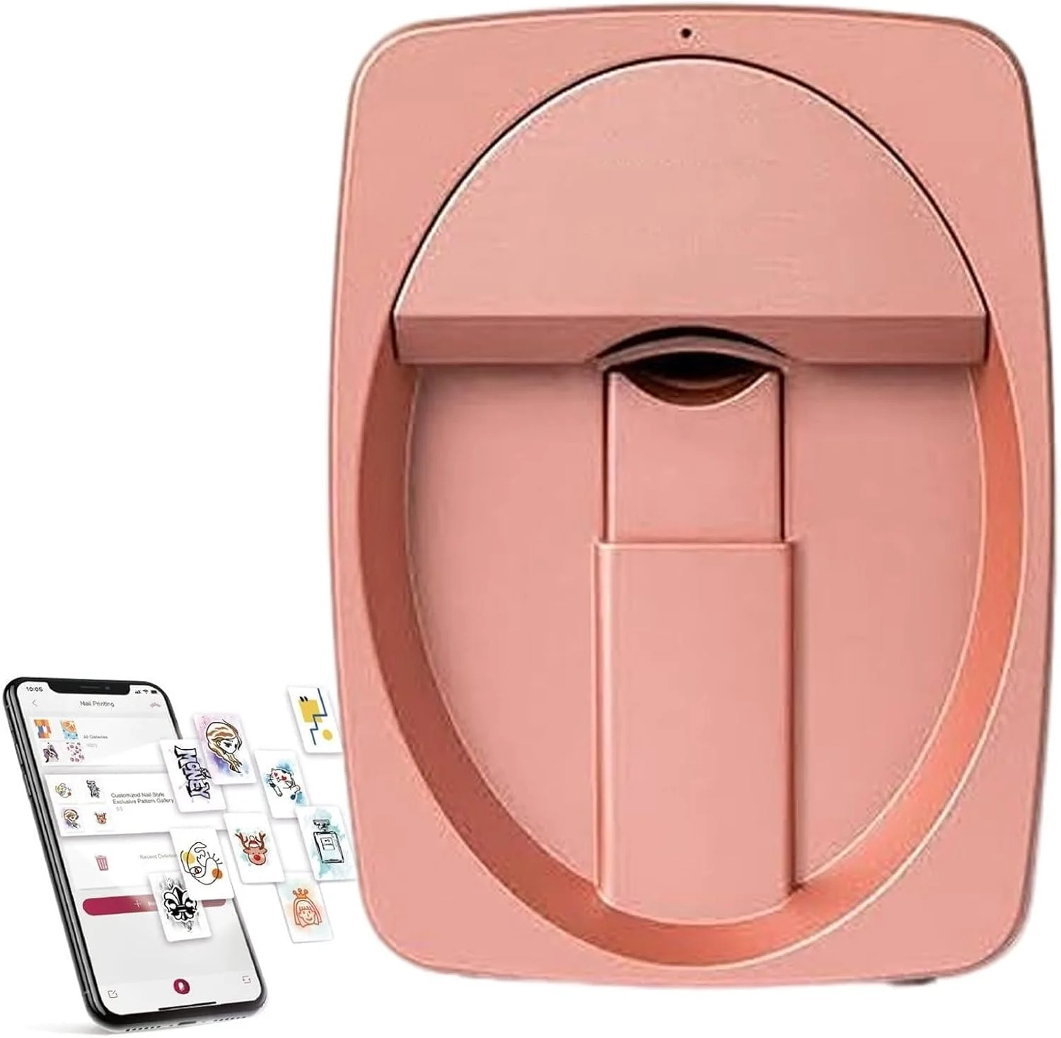 دستگاه چاپ طرح ناخن، دستگاه چاپ طرح ناخن رومیزی با لامپ خشک کننده ناخن، برای منزل/سالن ناخن/علاقه مندان به ناخن، رزگلد، رزگلد