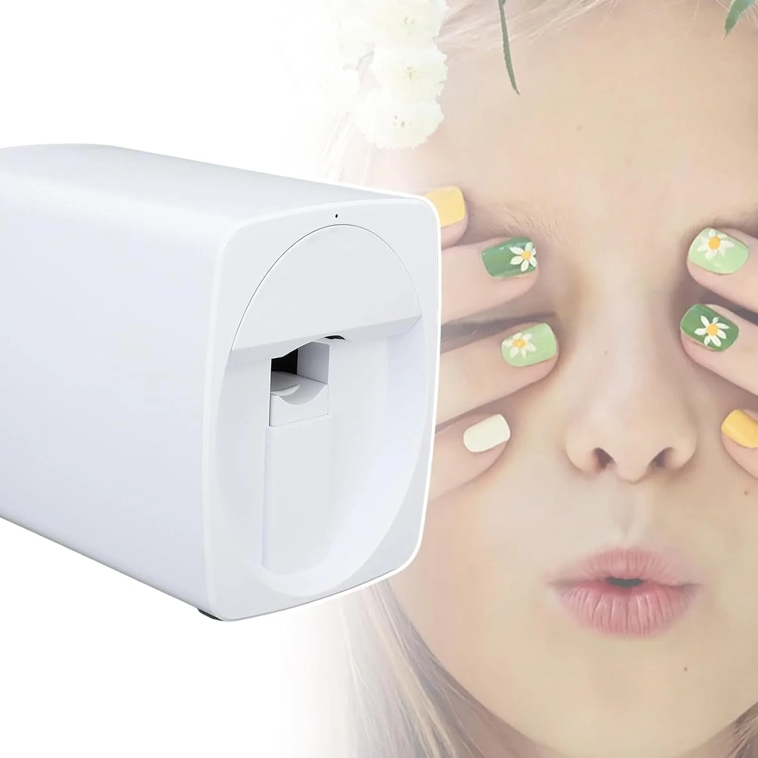 دستگاه چاپ طرح ناخن چندکاره، ابزار طراحی ناخن قابل حمل برای سالن های آرایشی/علاقه مندان به ناخن، رزگلد، سفید