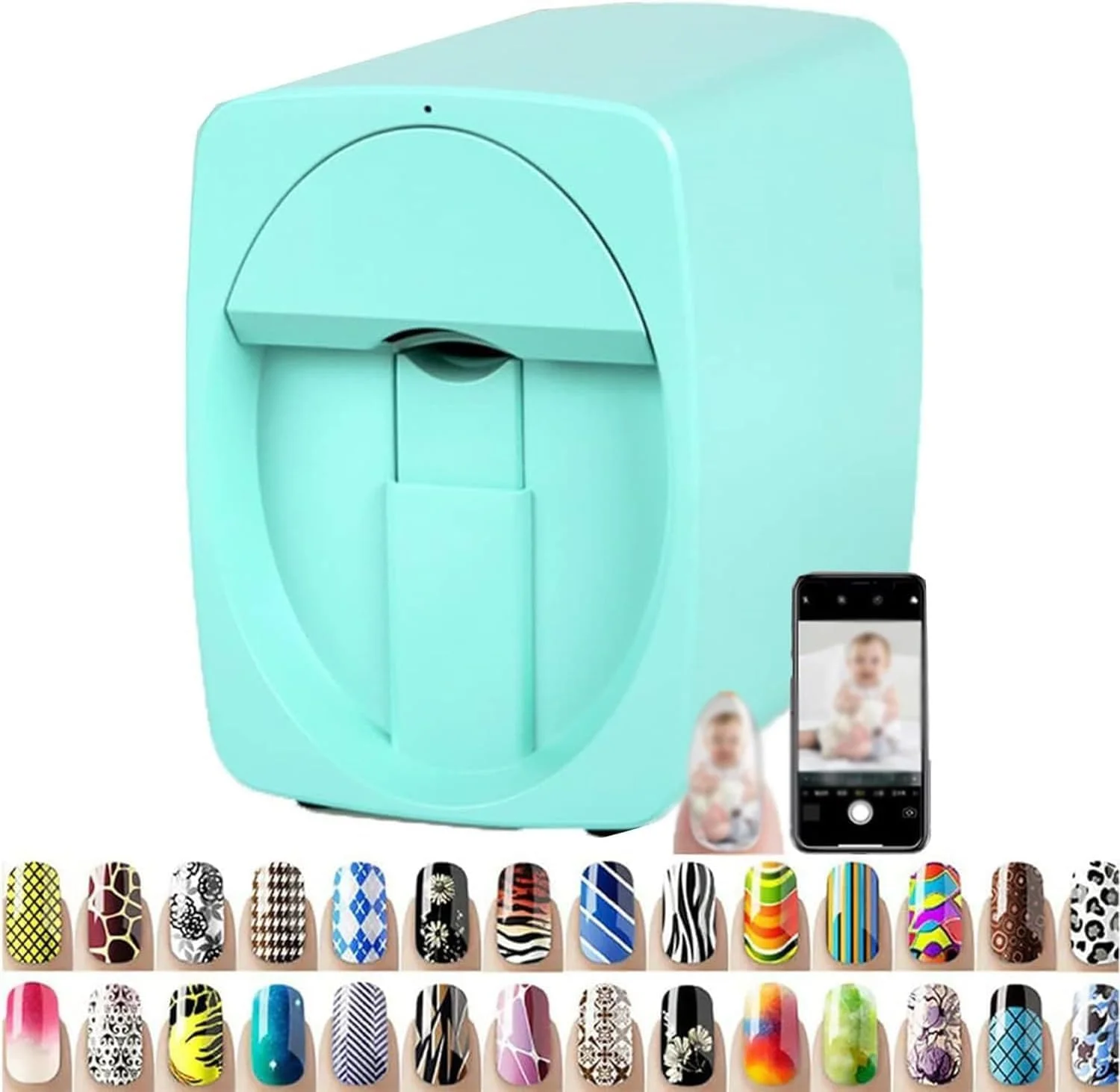 دستگاه چاپگر دیجیتال طرح ناخن موبایل، دستگاه چاپگر خودکار ناخن، ابزار نقاشی ناخن کوچک قابل حمل، کنترل برنامه تلفن همراه از طریق، برای سالن ناخن، 2