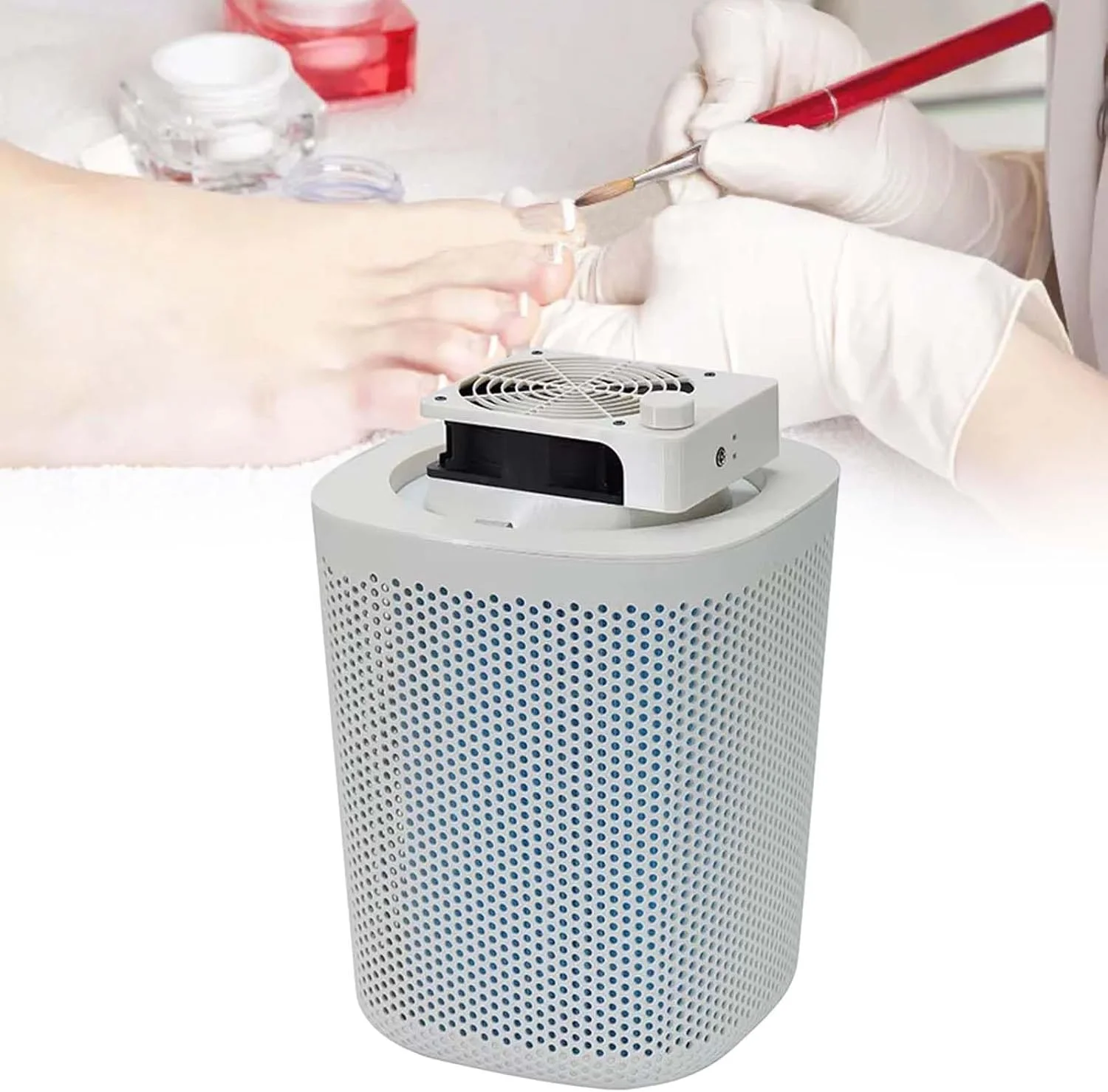 دستگاه جمع کننده گرد و غبار ناخن، 3600 دور در دقیقه، تجهیزات سالن ناخن با فیلتر قابل استفاده مجدد، دستگاه مکش قدرتمند گرد و غبار، ابزار مانیکور پدیکور، کنترل هوشمند 3 سرعته، قابل جابجایی، صورتی، سفید، سفید