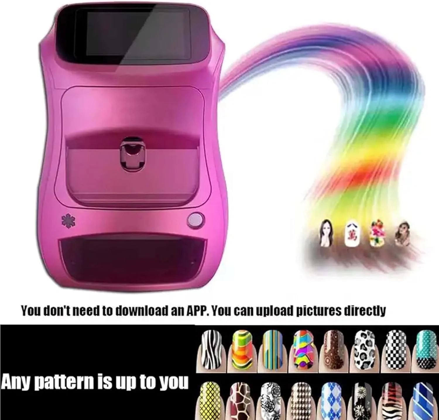 دستگاه چاپ ناخن حرفه ای قابل حمل برای طراحی ناخن با صفحه لمسی، نقاشی در 10 ثانیه، دستگاه چاپ ناخن اتوماتیک هوشمند