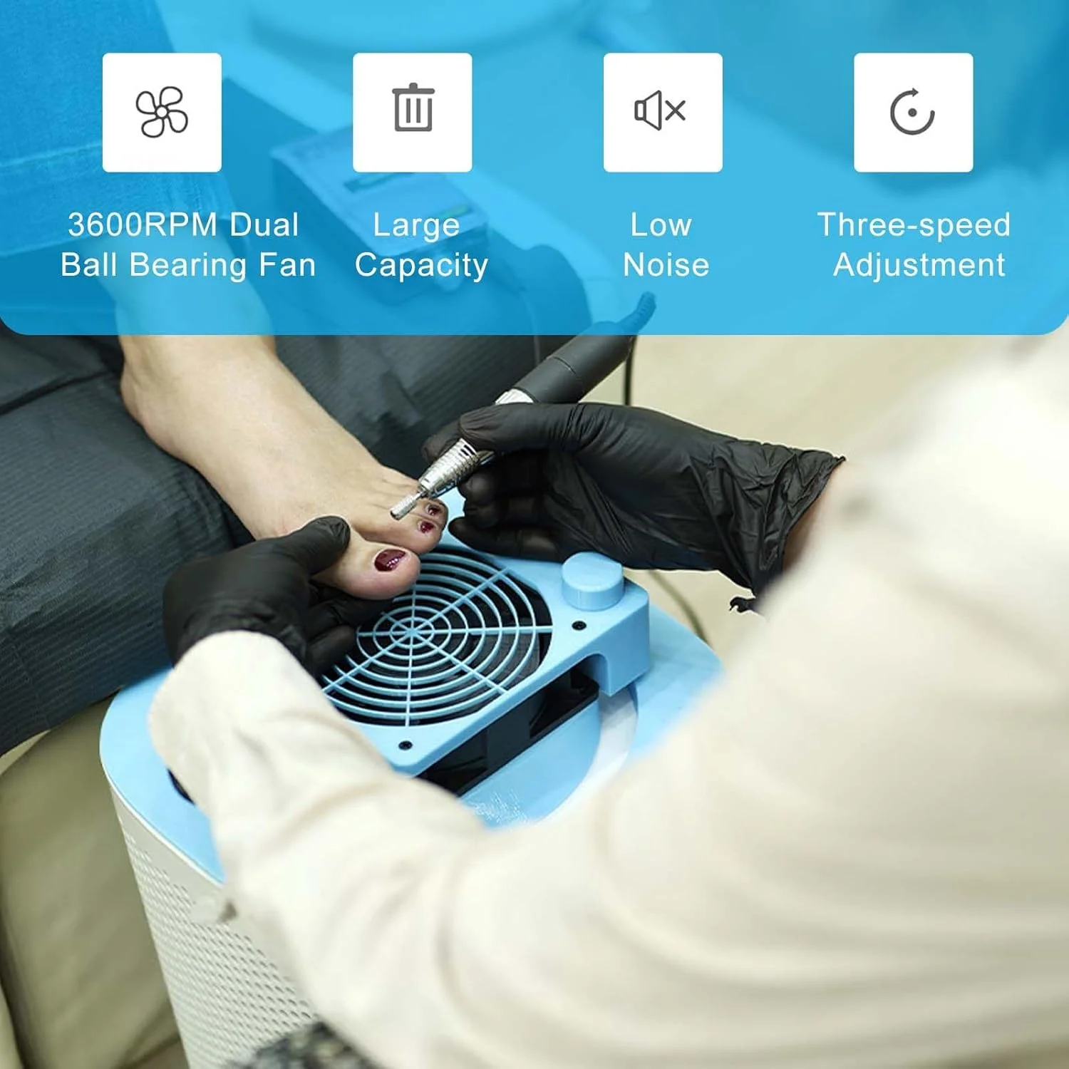 دستگاه جمع کننده گرد و غبار ناخن، 3600 دور در دقیقه، تجهیزات سالن ناخن با فیلتر قابل استفاده مجدد، دستگاه مکش قدرتمند گرد و غبار، ابزار مانیکور پدیکور، کنترل هوشمند 3 سرعته، قابل جابجایی، صورتی، سفید، سفید